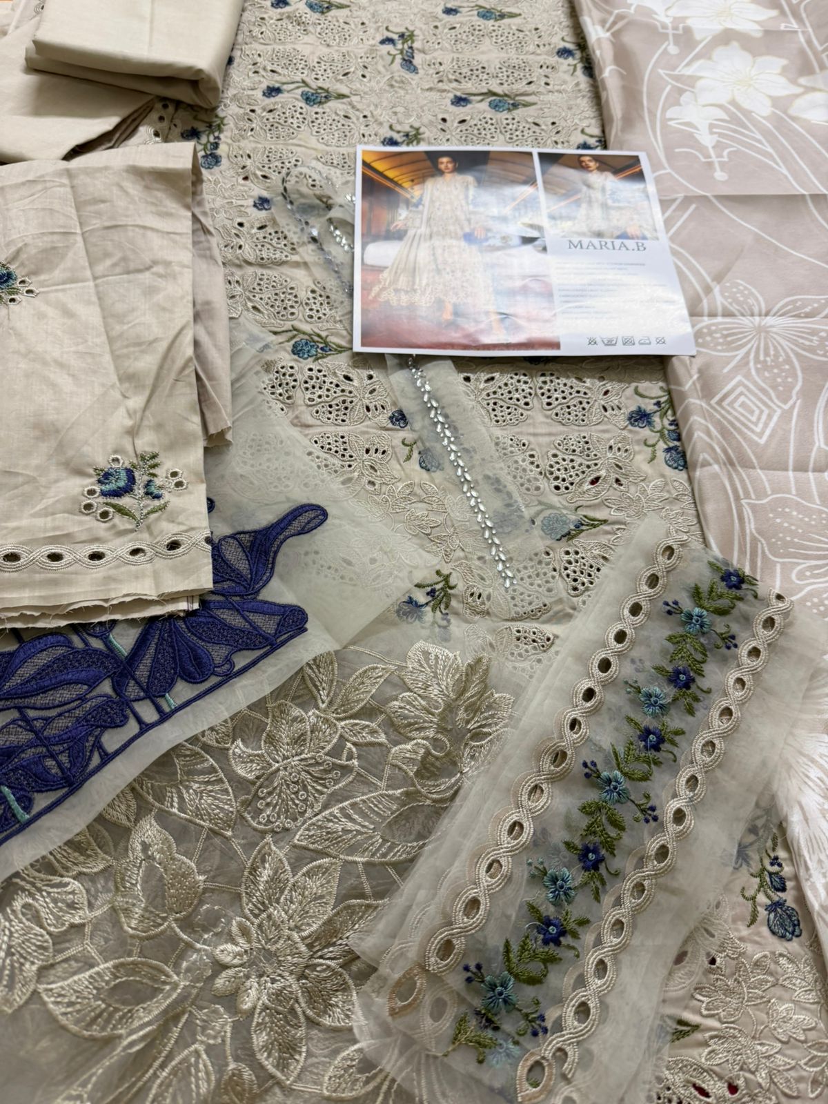Maria B Unstitched Coffee Skin Luxury Eid Lawn 3pc Suit