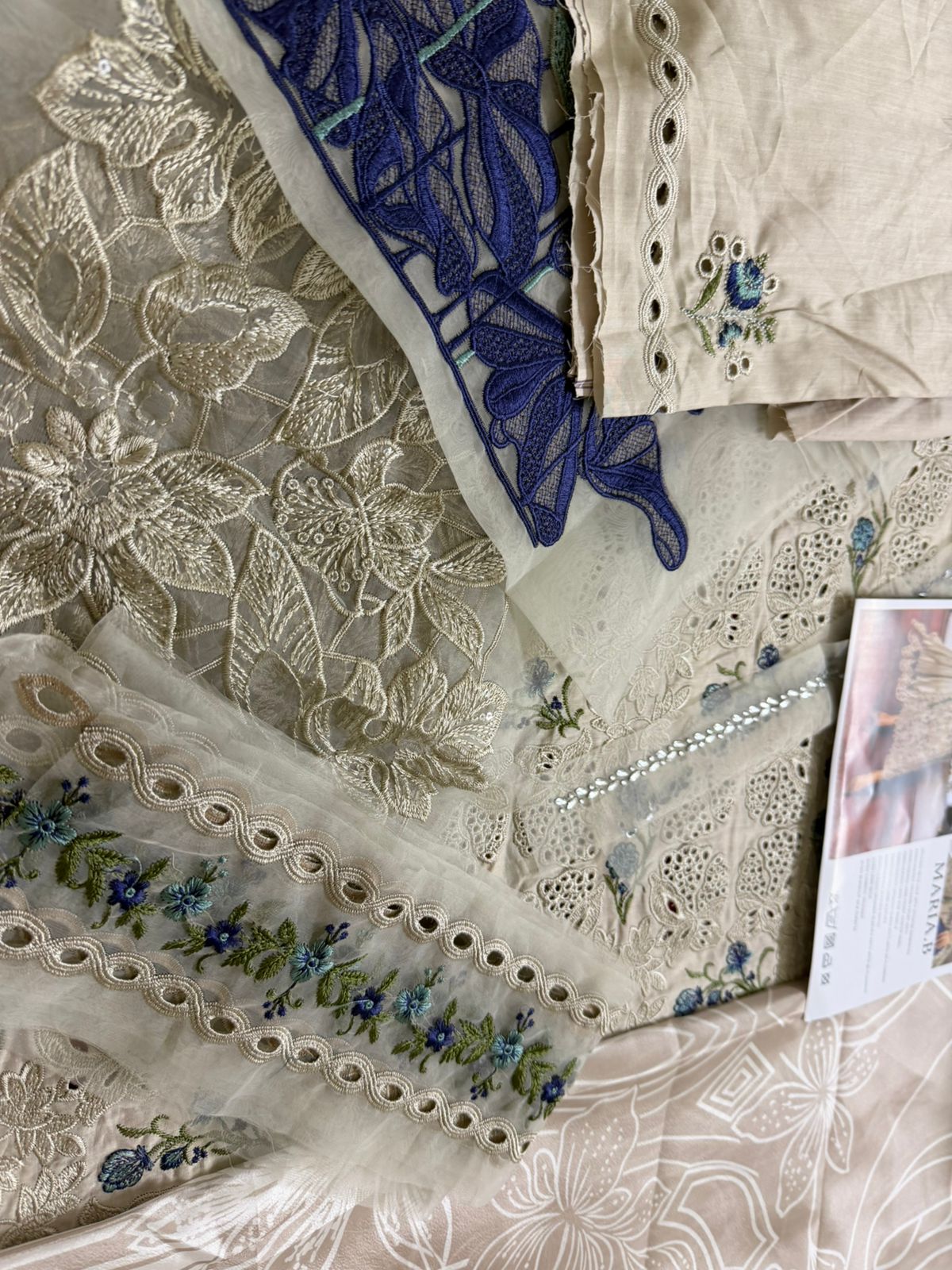 Maria B Unstitched Coffee Skin Luxury Eid Lawn 3pc Suit