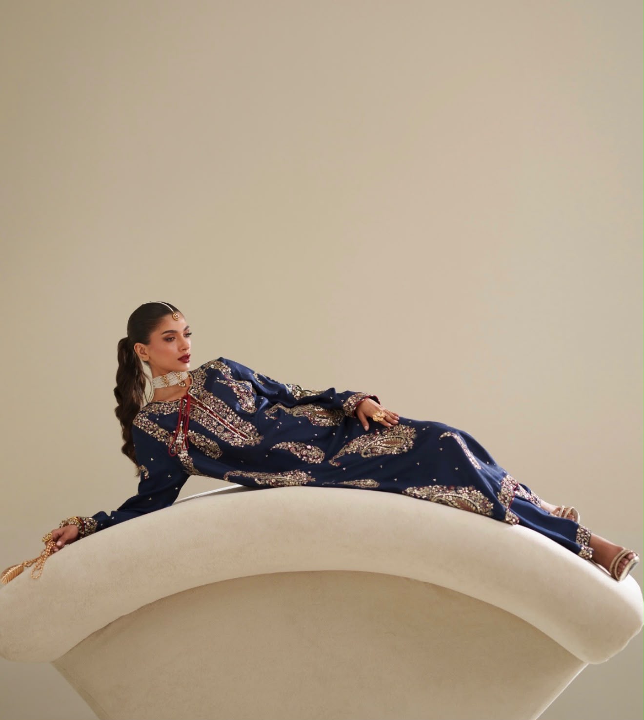 Ethnic Wedding Edition Cobalt Blue Embroidered Stitched 2 Piece Suit