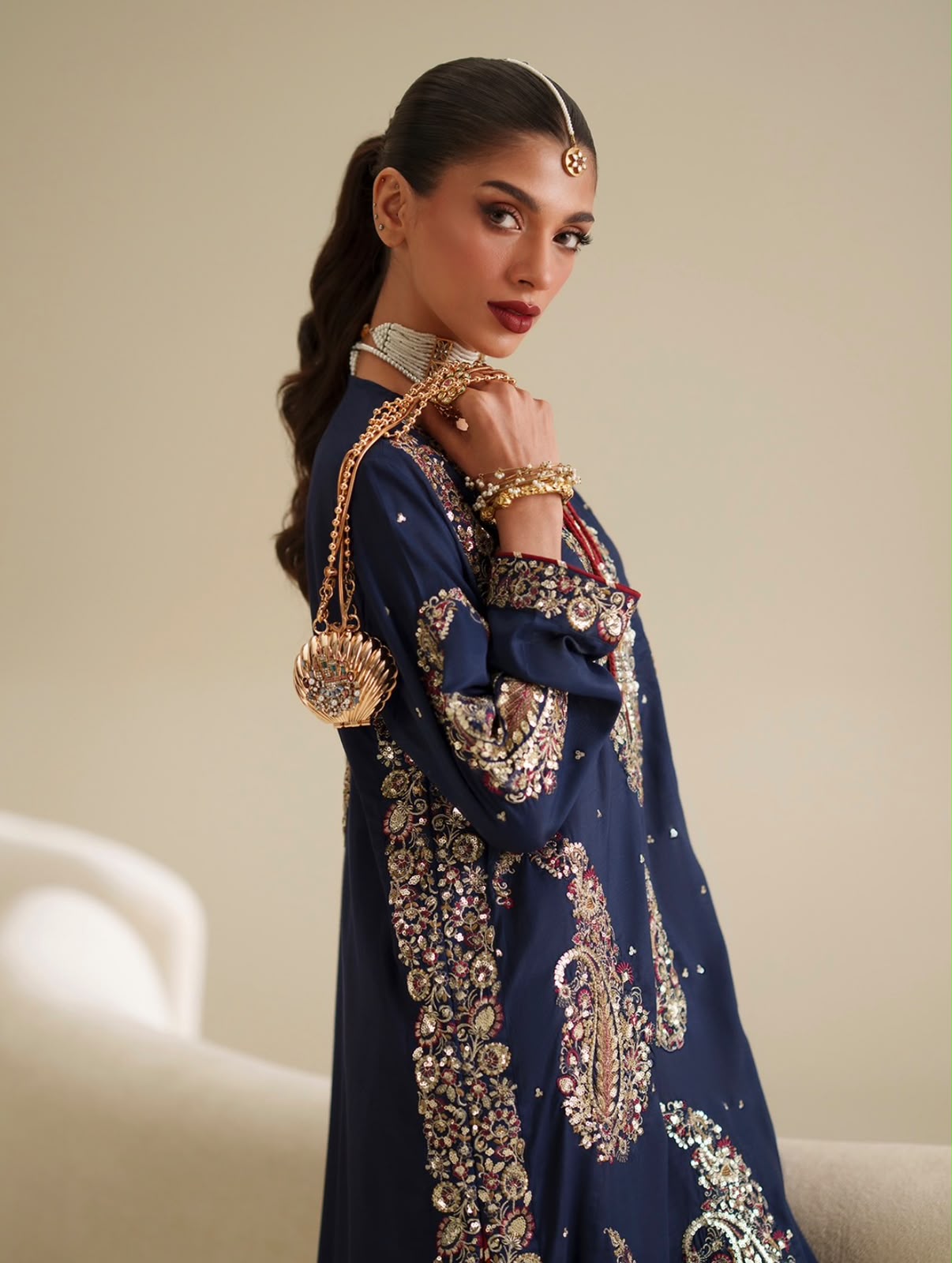 Ethnic Wedding Edition Cobalt Blue Embroidered Stitched 2 Piece Suit