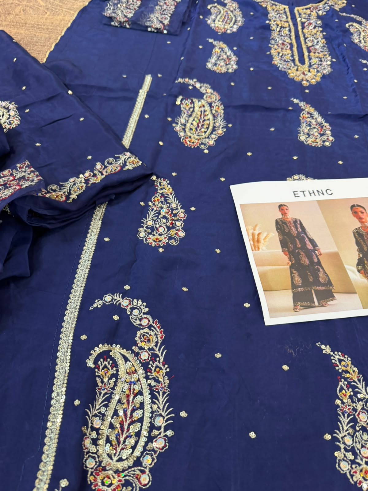 Ethnic Wedding Edition Cobalt Blue Embroidered Stitched 2 Piece Suit
