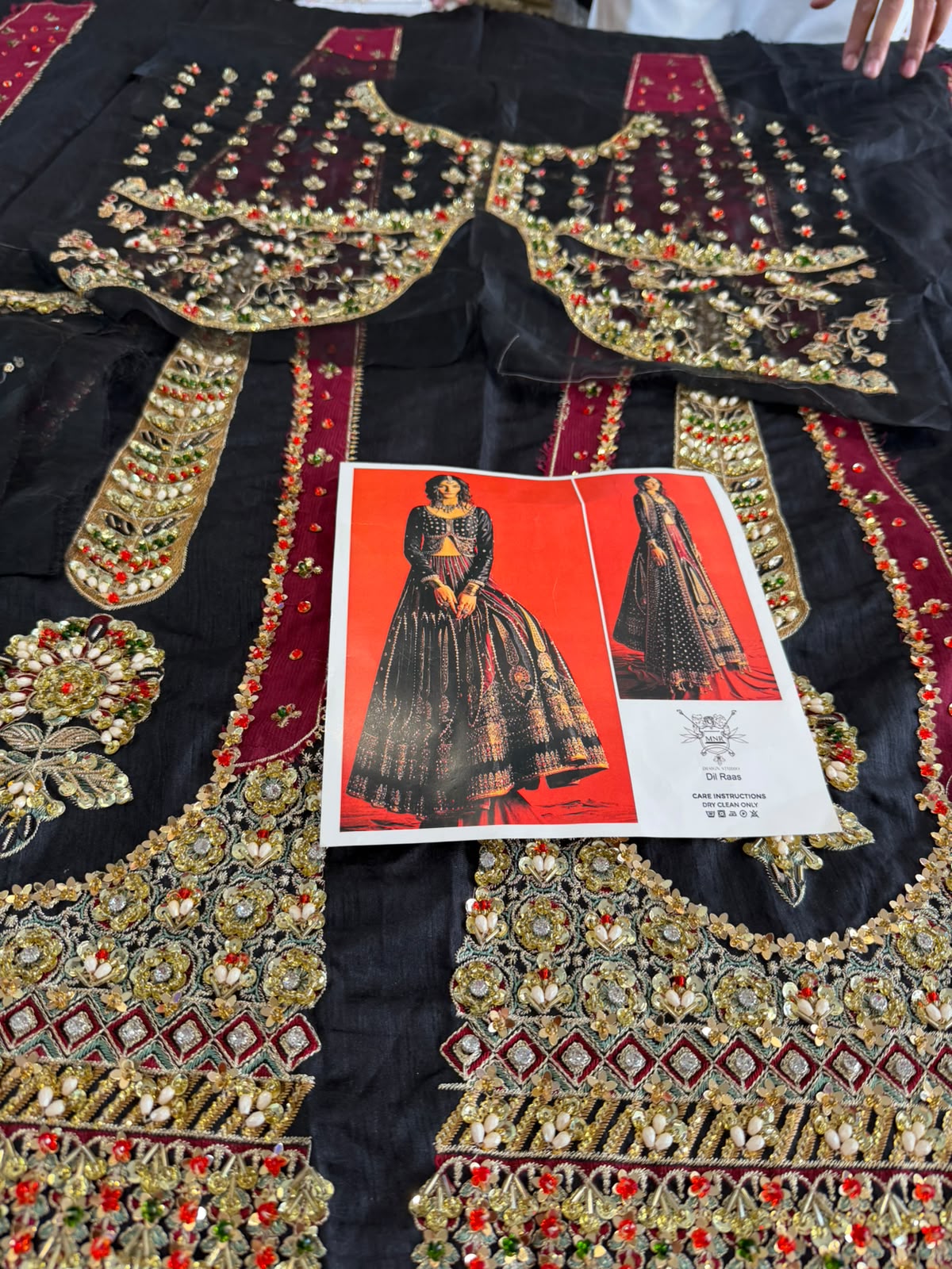 Mohsin Naveed Ranjha Black Indian Silk Embroidered Lehenga