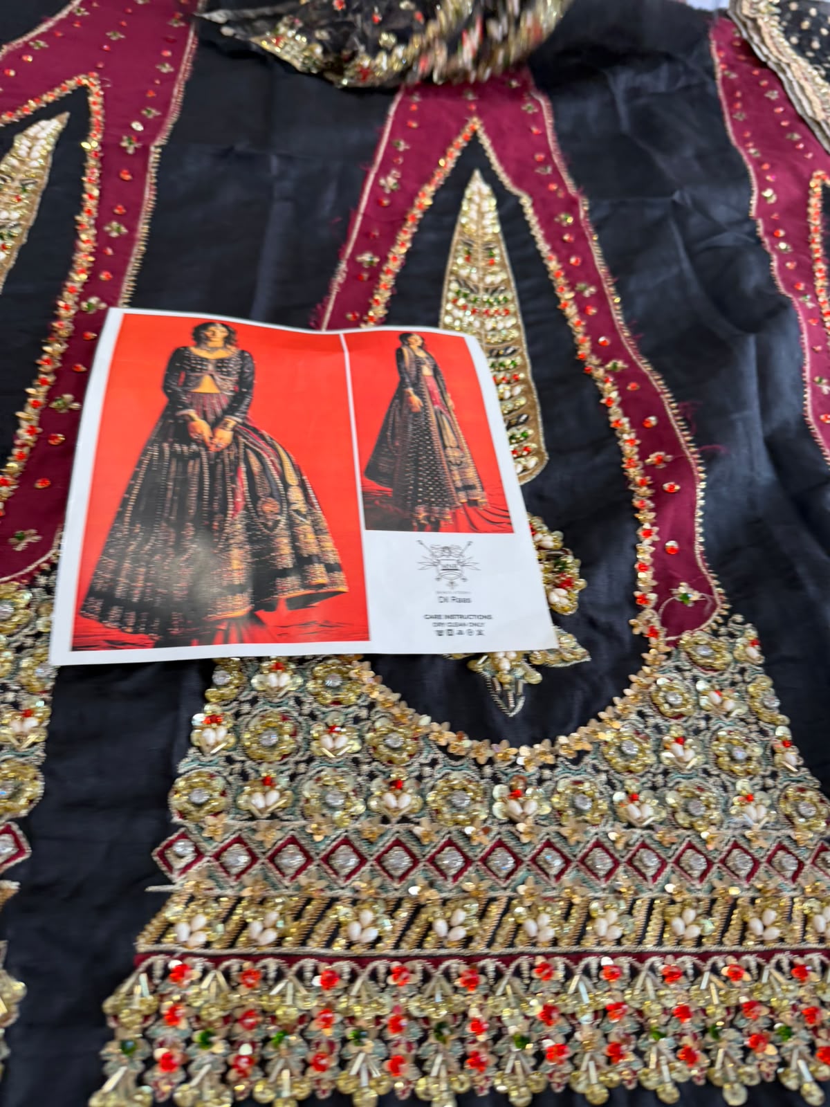Mohsin Naveed Ranjha Black Indian Silk Embroidered Lehenga
