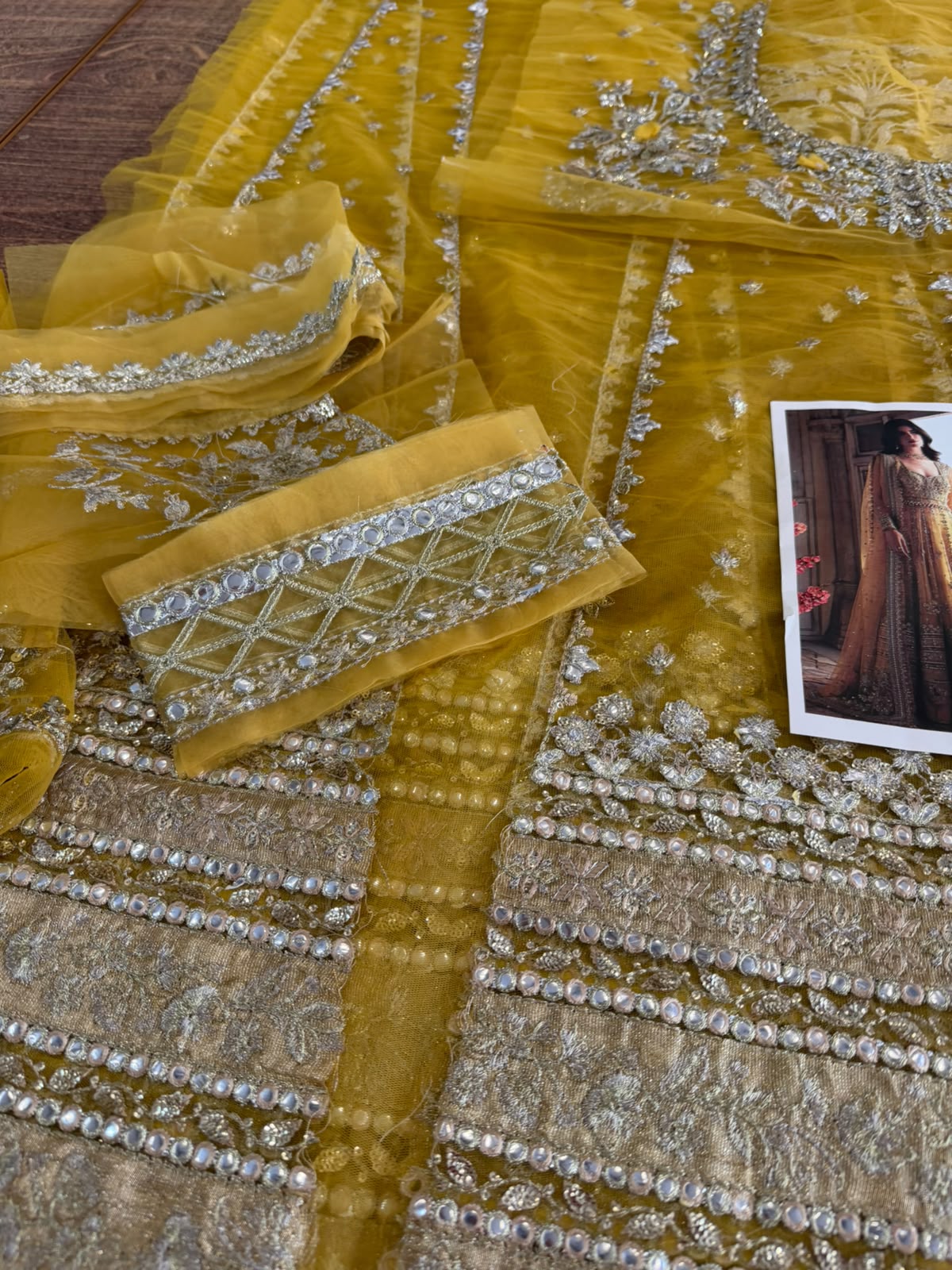 Zaha Wedding Edition Yellow Net Unstitched Surajmukhi Lehenga Suit