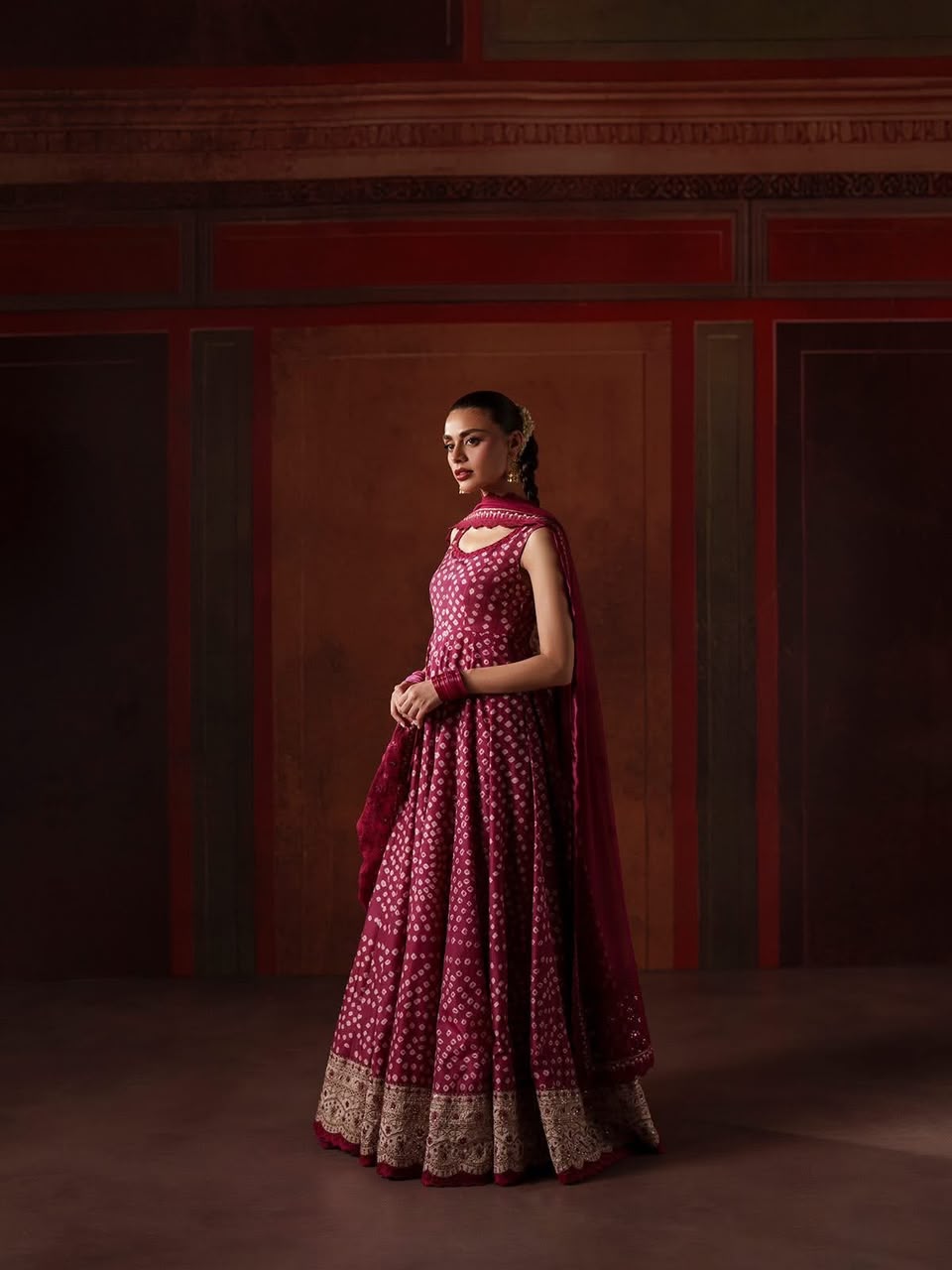 Faiza Saqlain Deep Wine Silk Wedding Pishwas Suit | Formal Pret