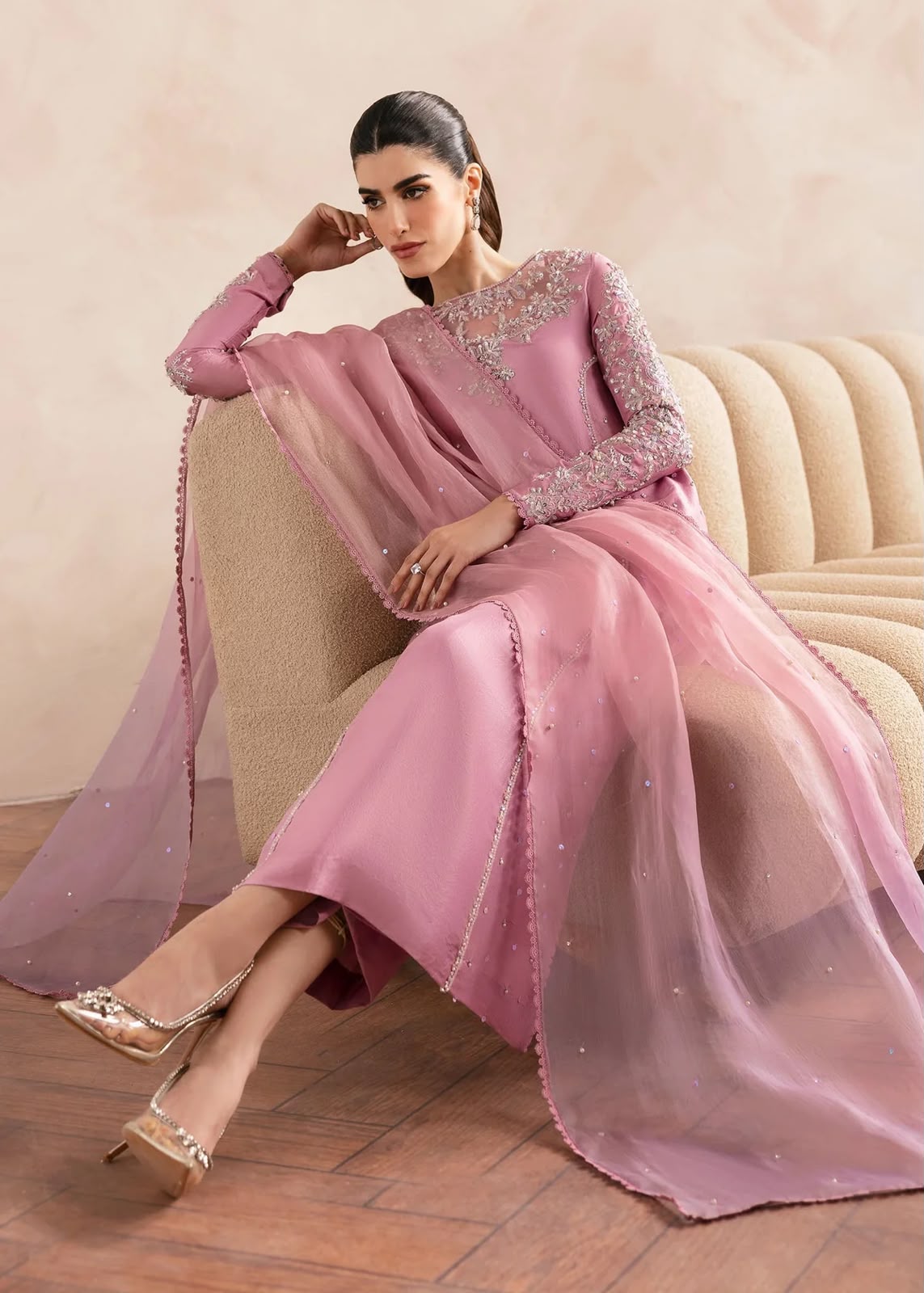Kanwal Malik Inspired Lilac Raw Silk Suit | 3 Piece