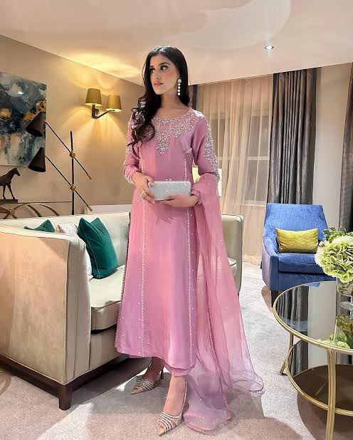 Kanwal Malik Inspired Lilac Raw Silk Suit | 3 Piece