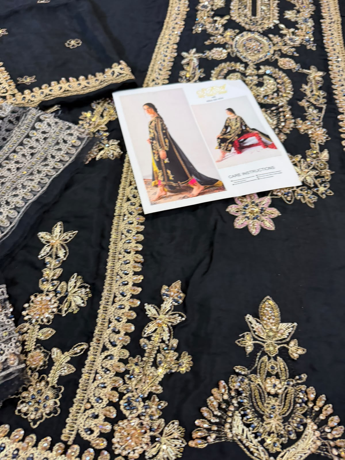 Sara Rohail Asghar Black Embroidered Silk Shalwar Kameez Set