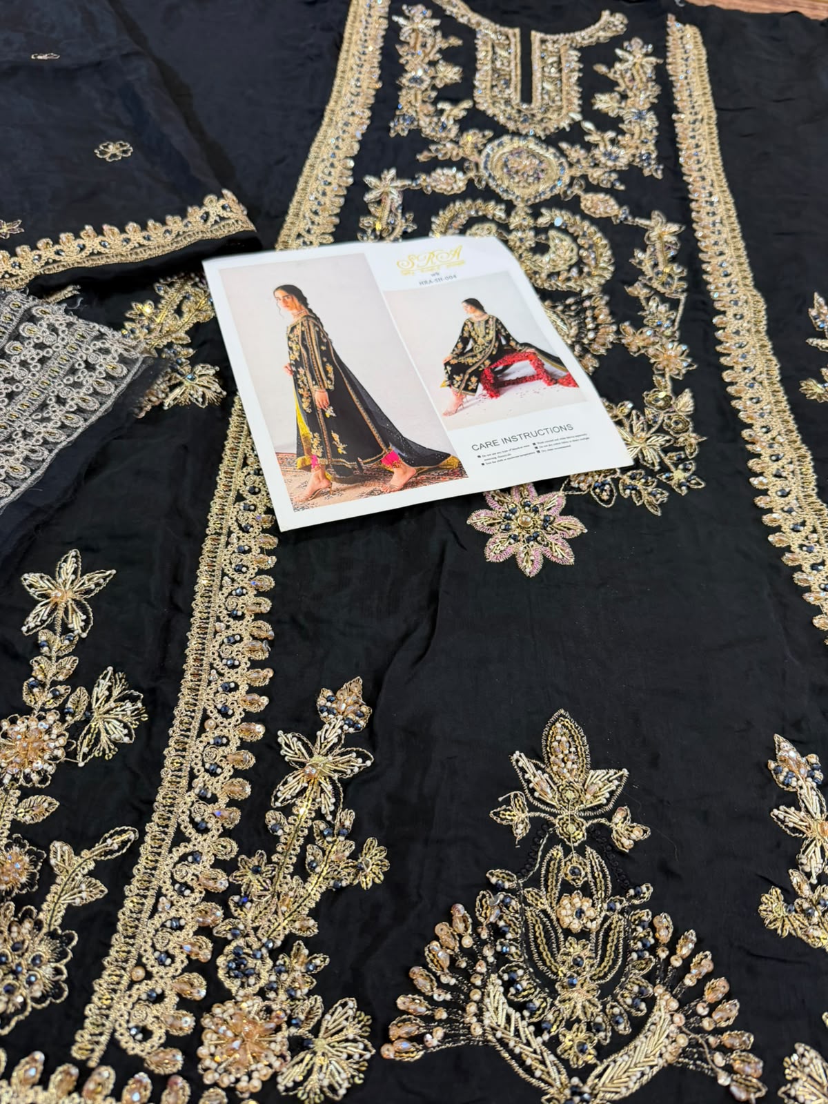 Sara Rohail Asghar Black Embroidered Silk Shalwar Kameez Set