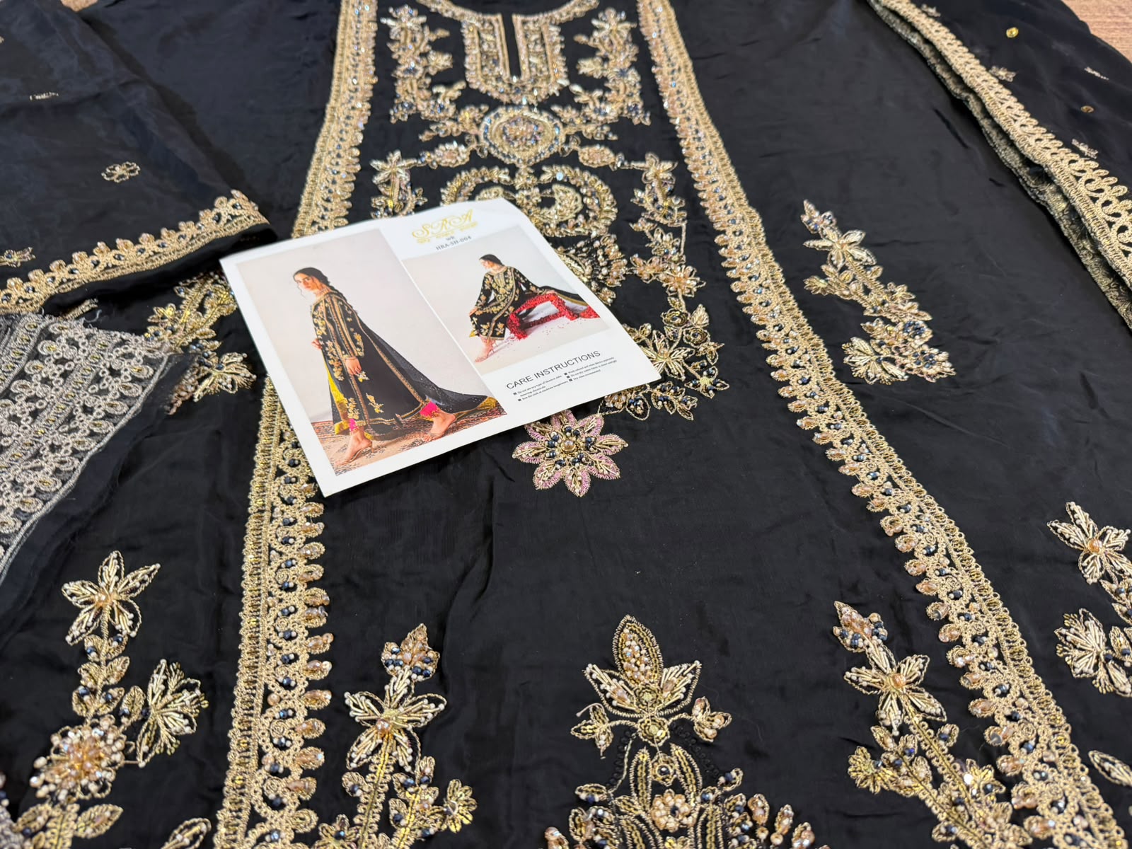 Sara Rohail Asghar Black Embroidered Silk Shalwar Kameez Set