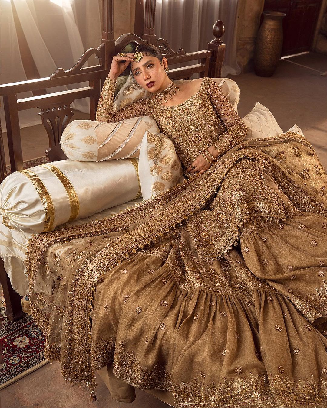 Haris Shakeel Golden Angrakha Suit | Luxury Wedding Edition 3PC