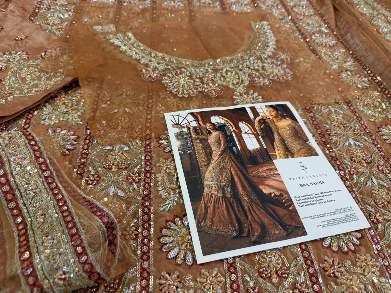 Faiza Saqlain Luxury Farshi Gharara Suit | Naisha Wedding Wear
