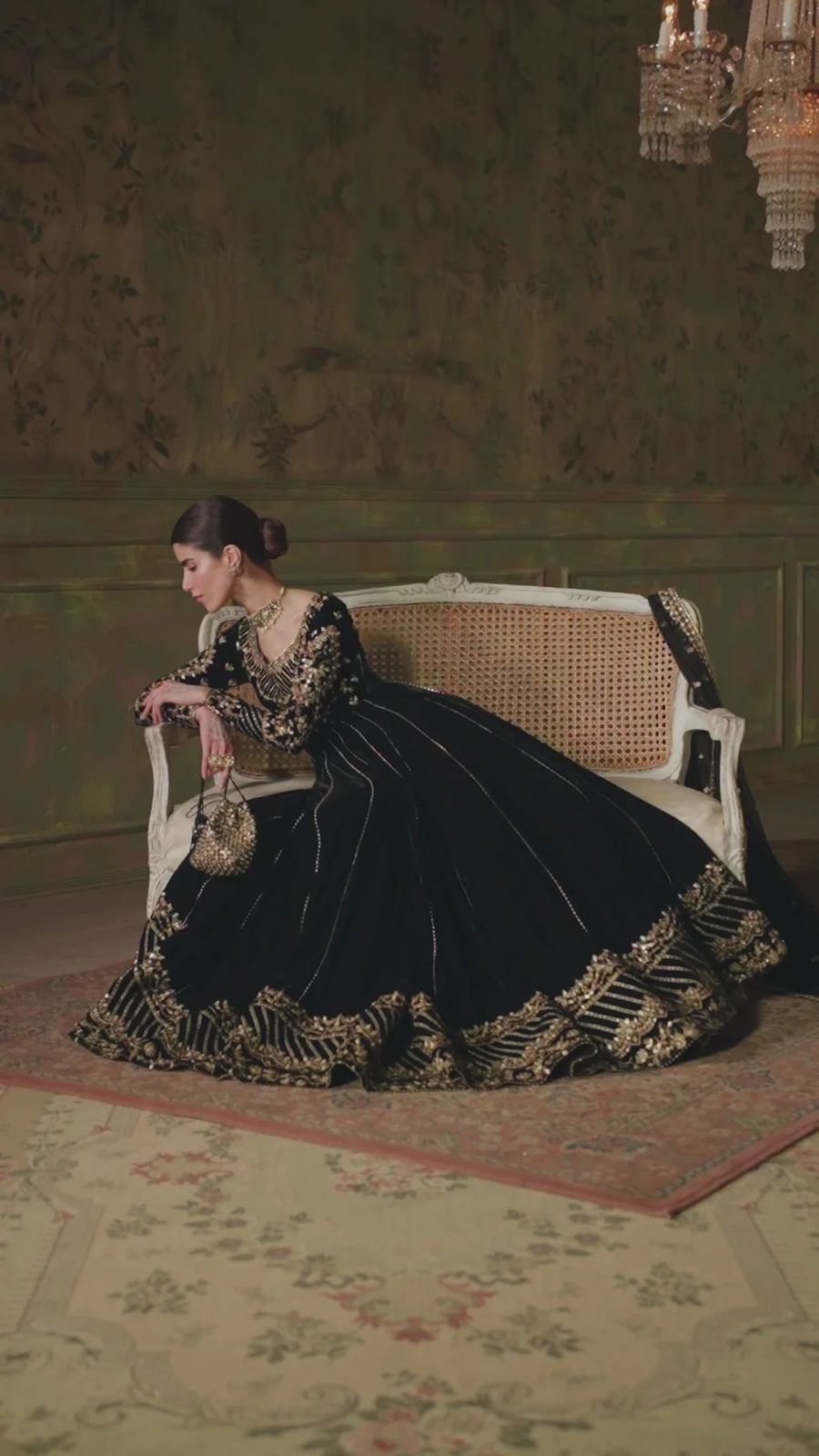 Faiza Saqlain Venera Black Velvet Embroidered Luxury Pishwas Suit