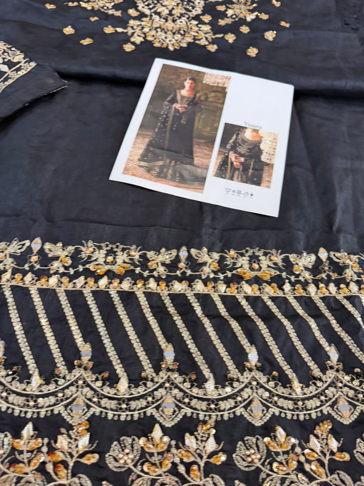 Faiza Saqlain Venera Black Velvet Embroidered Luxury Pishwas Suit