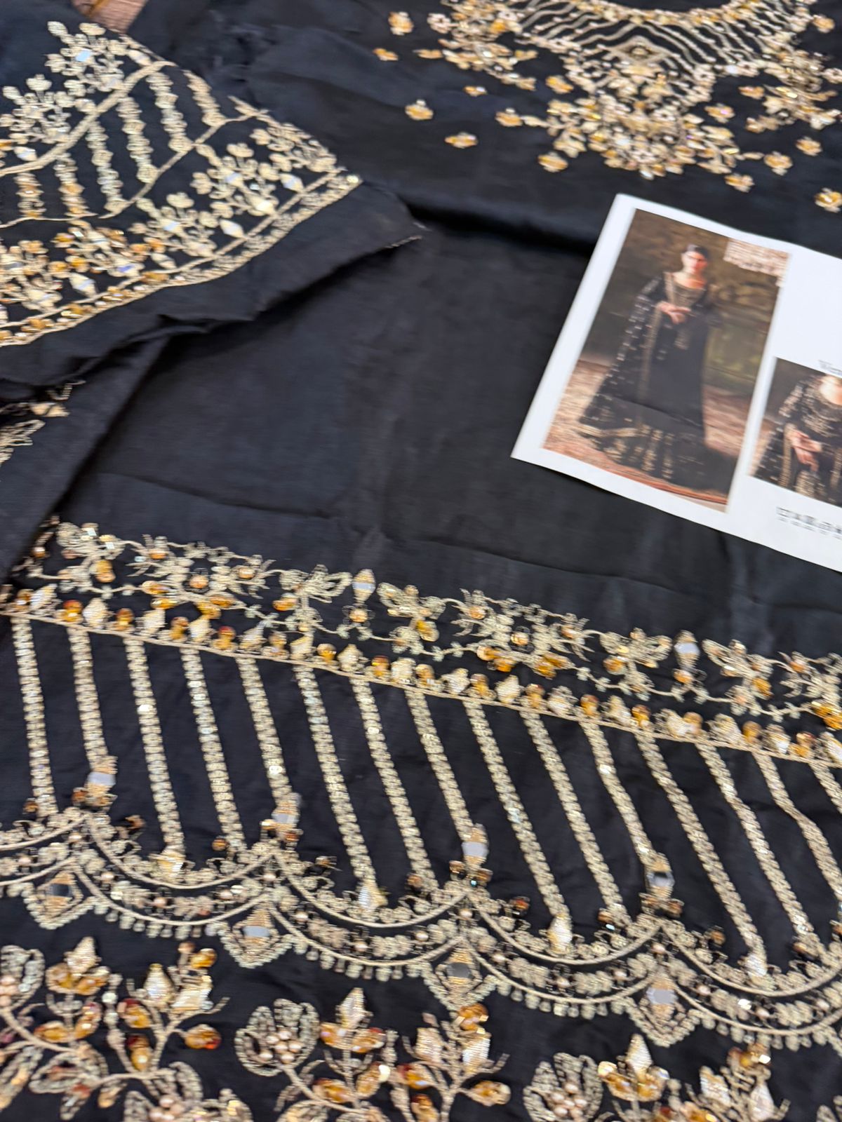 Faiza Saqlain Venera Black Velvet Embroidered Luxury Pishwas Suit