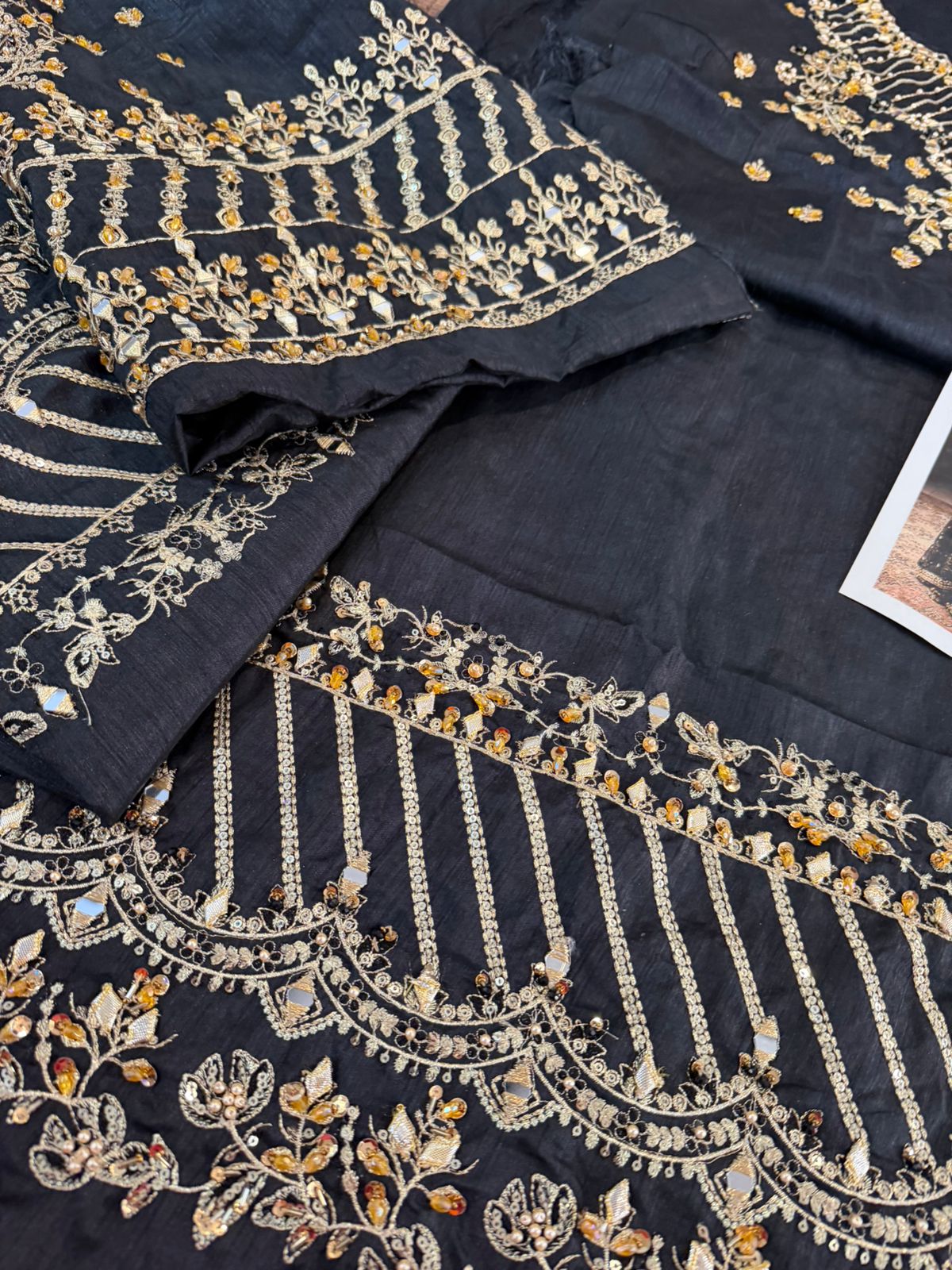 Faiza Saqlain Venera Black Velvet Embroidered Luxury Pishwas Suit
