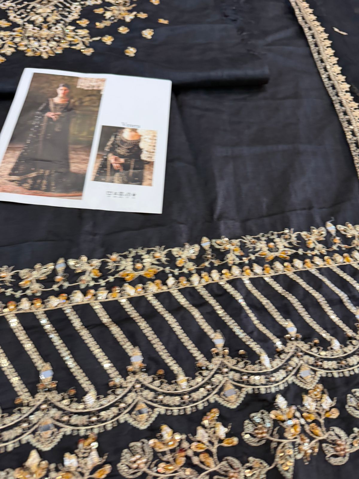 Faiza Saqlain Venera Black Velvet Embroidered Luxury Pishwas Suit