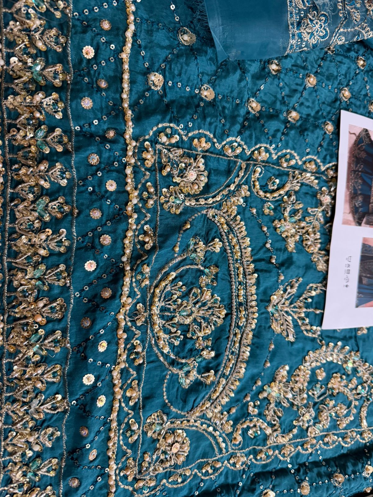 Naqshi Zinc Green Raw Silk Embroidered Luxury Wedding Sharara Suit