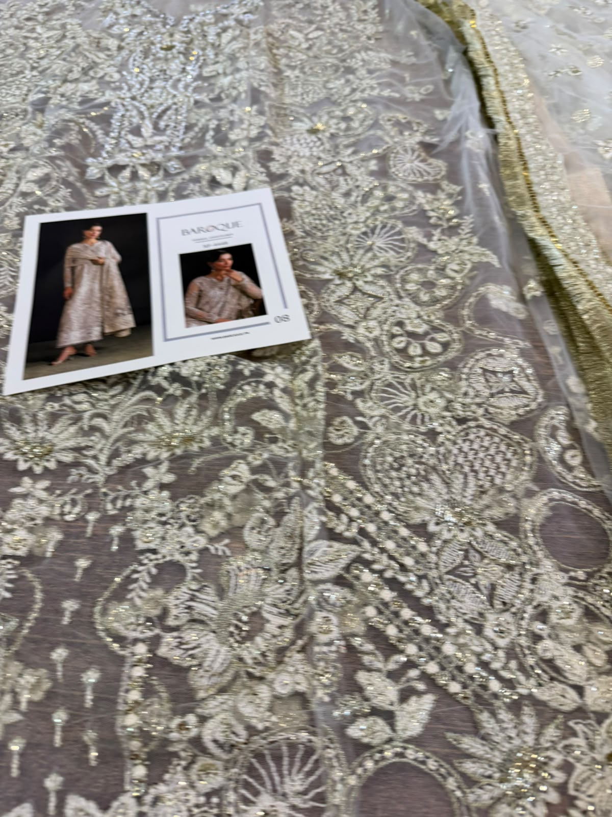 Baroque Off-White Embroidered Net Luxury Wedding Suit