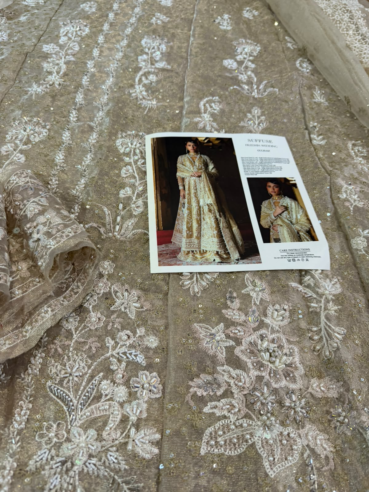 Suffuse Ivory Gold Hand-Embellished Tissue Silk Formal Suit