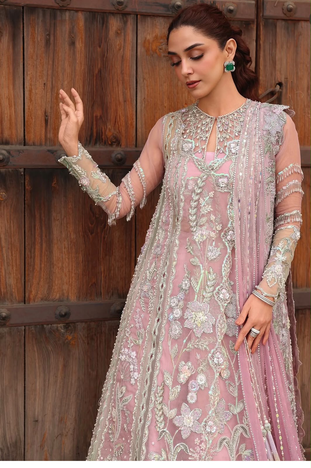 Crimson Lilac Hand-Embellished Luxury Wedding Sharara Set