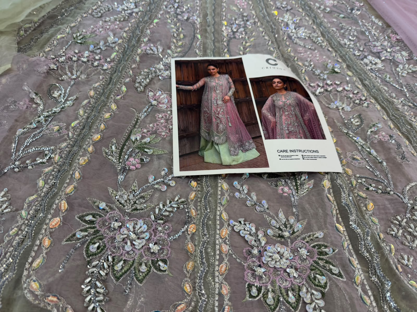 Crimson Lilac Hand-Embellished Luxury Wedding Sharara Set