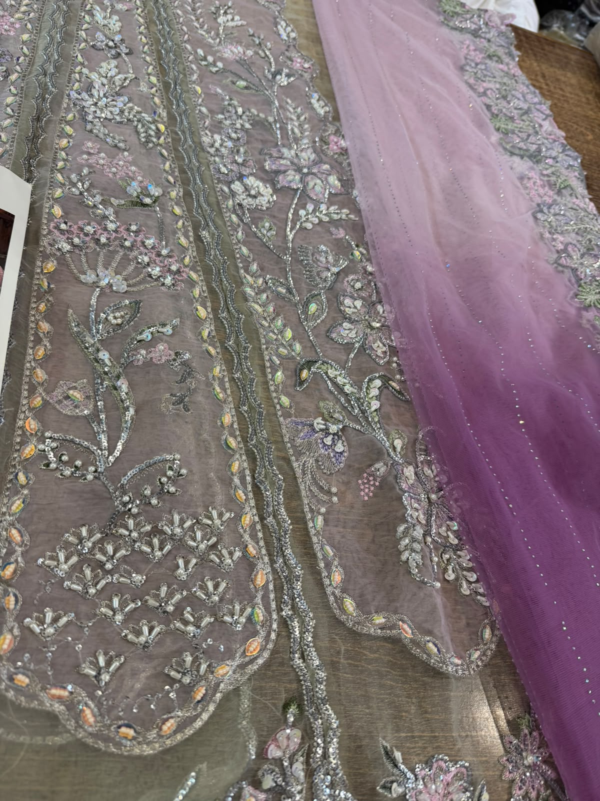 Crimson Lilac Hand-Embellished Luxury Wedding Sharara Set