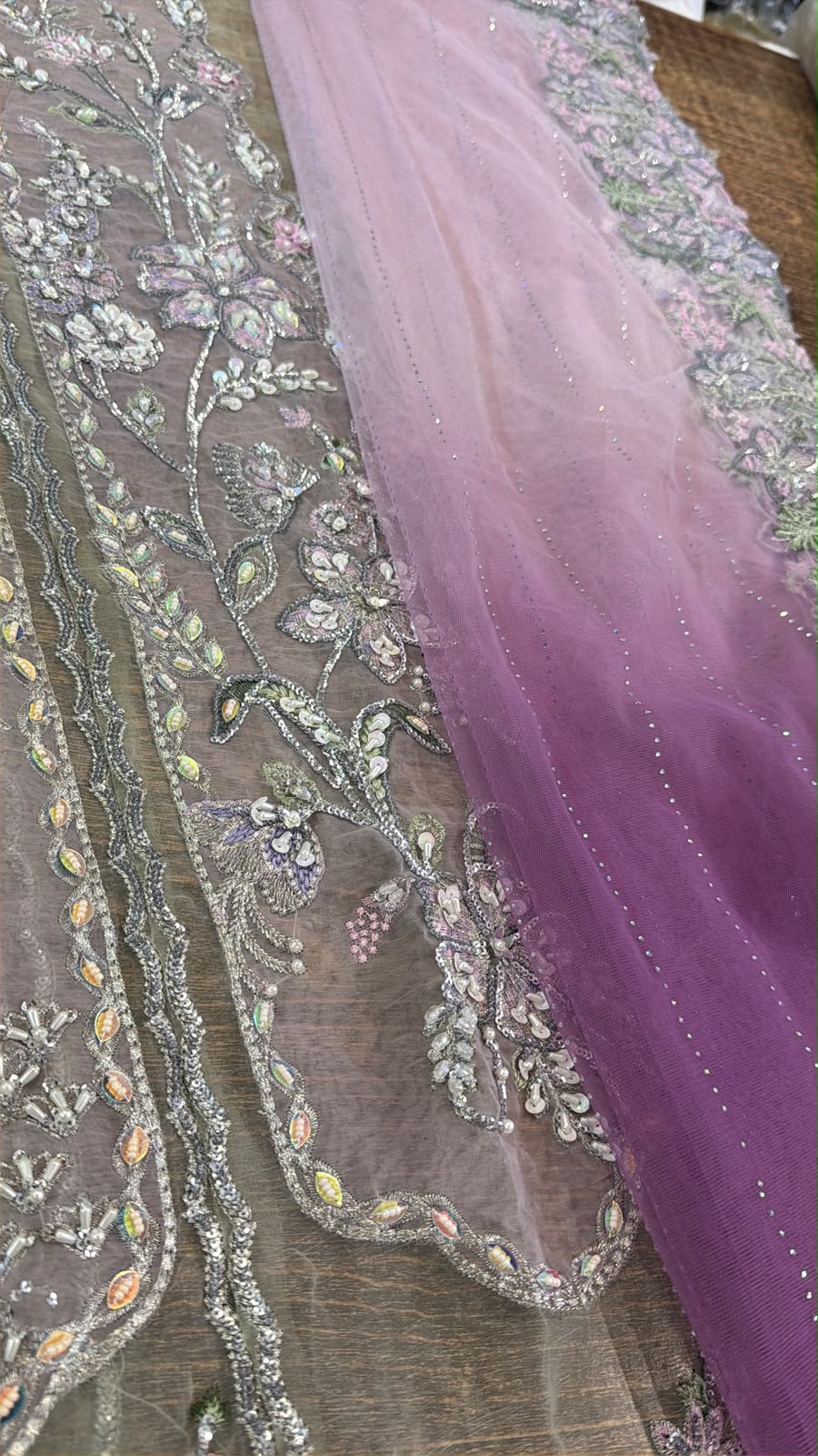 Crimson Lilac Hand-Embellished Luxury Wedding Sharara Set