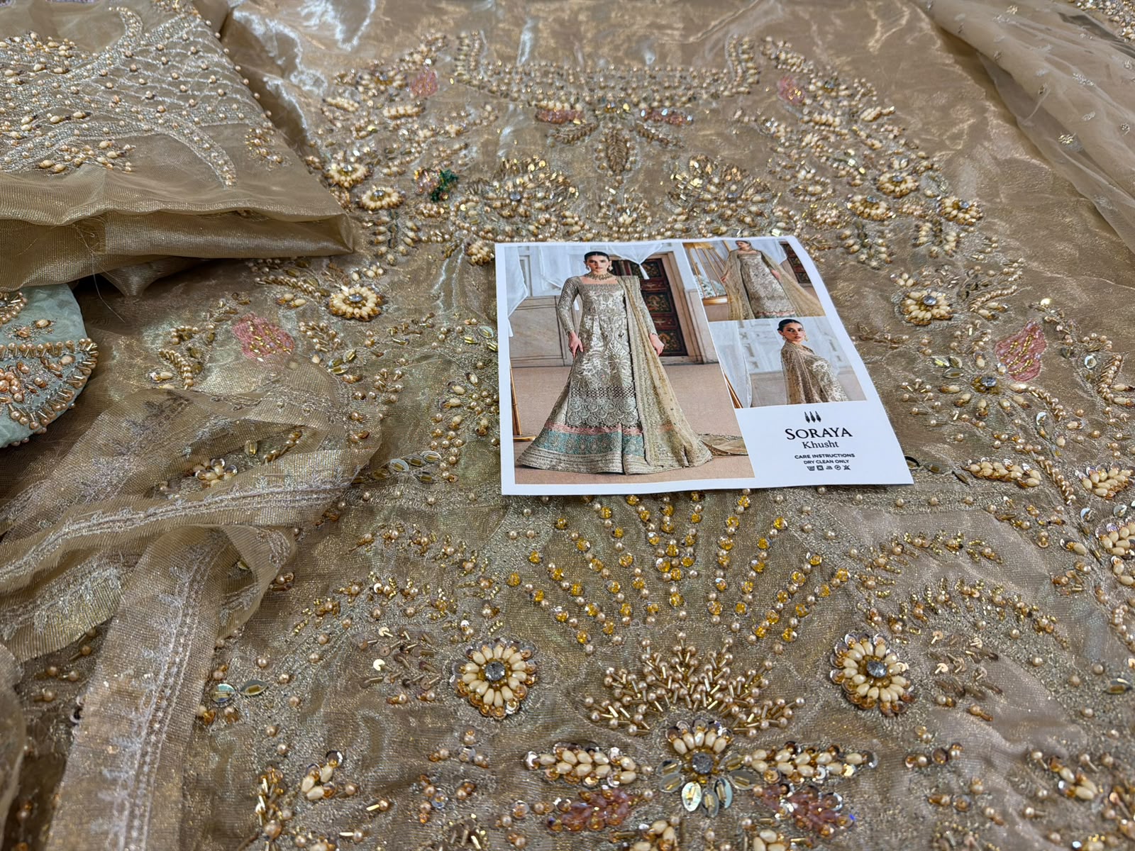 Soraya Khusht Champagne Gold Luxury Bridal Sharara Suit