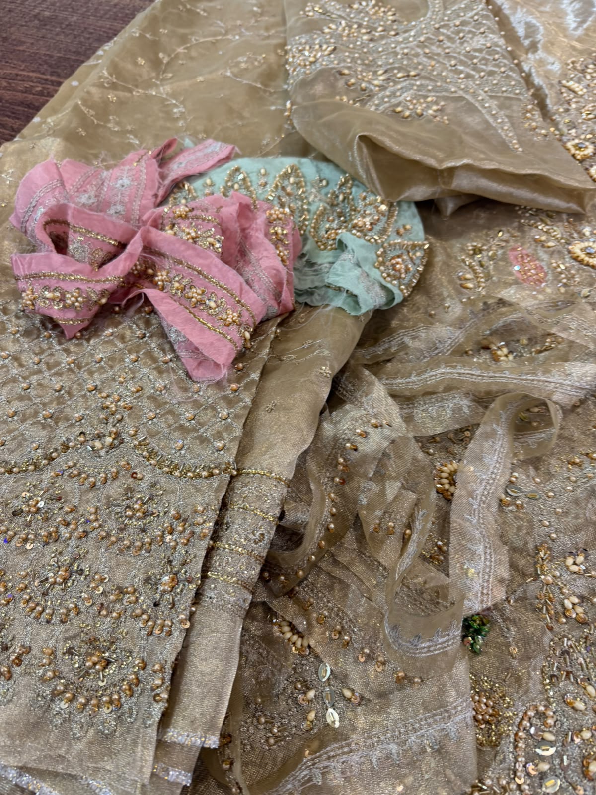 Soraya Khusht Champagne Gold Luxury Bridal Sharara Suit