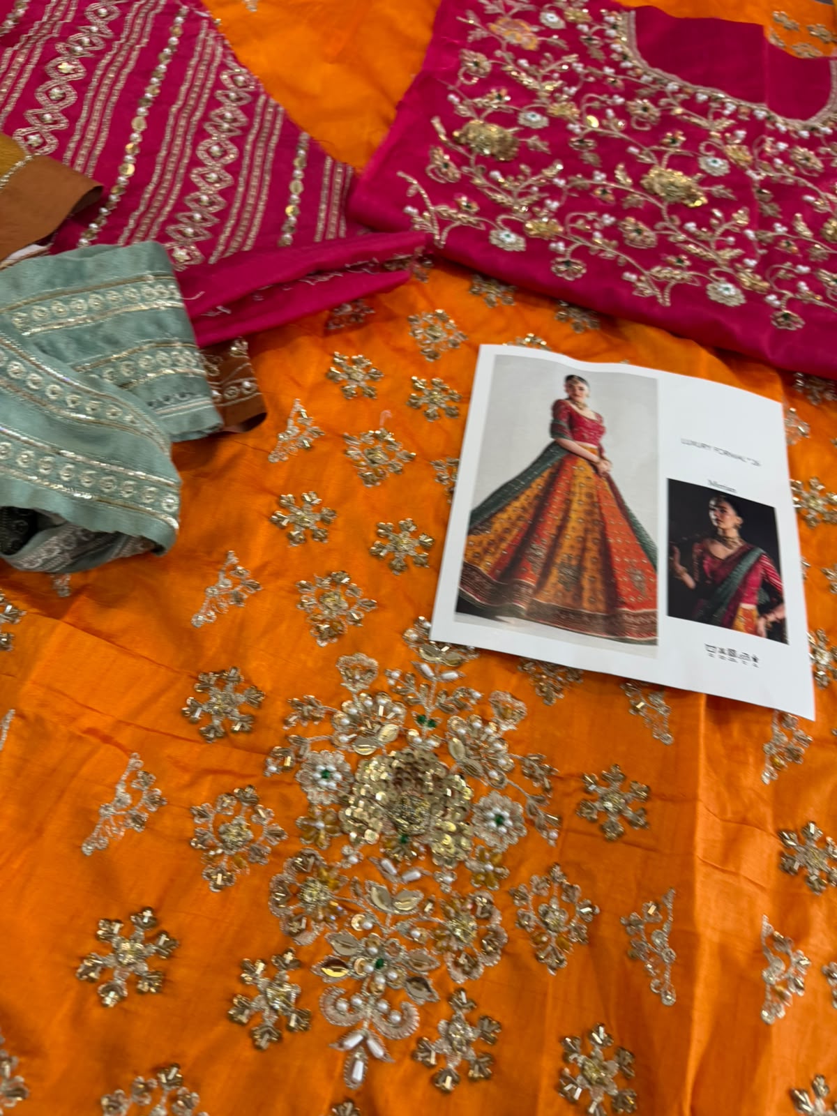 Maria B Mustard Raw Silk Bridal Lehenga Choli