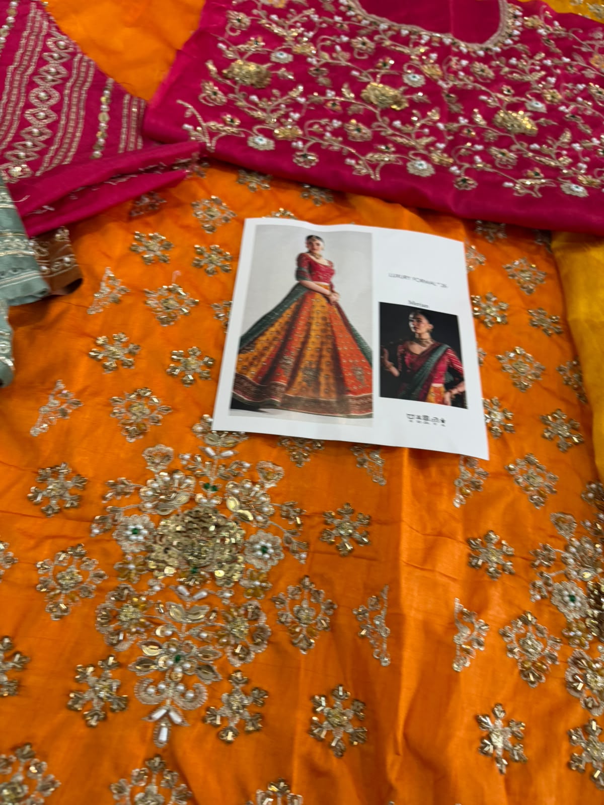 Maria B Mustard Raw Silk Bridal Lehenga Choli