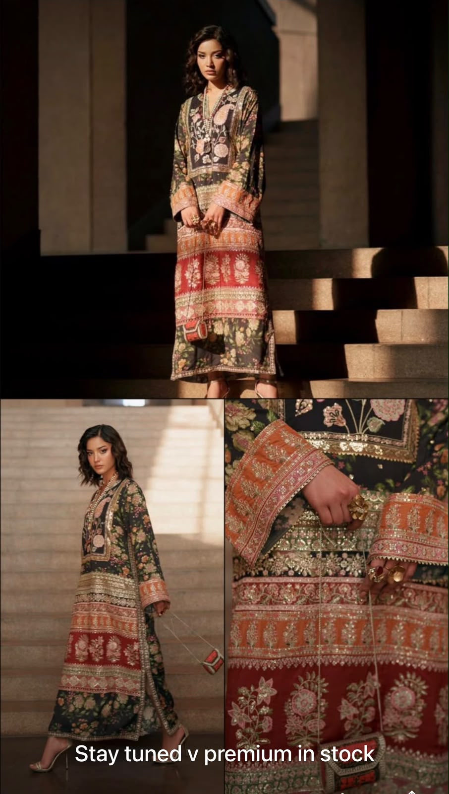 Ethnic Jet Black Embroidered Raw Silk Wedding 3-Piece Set