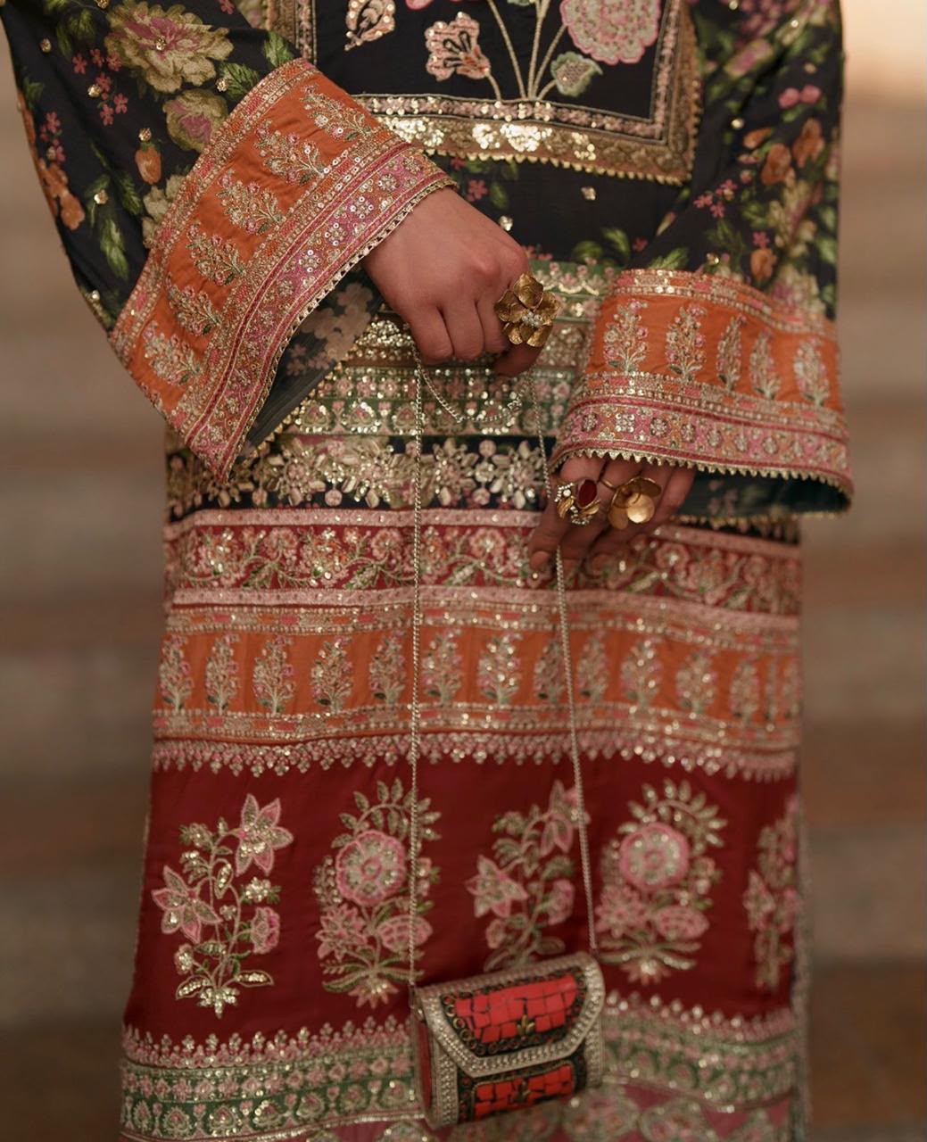 Ethnic Jet Black Embroidered Raw Silk Wedding 3-Piece Set