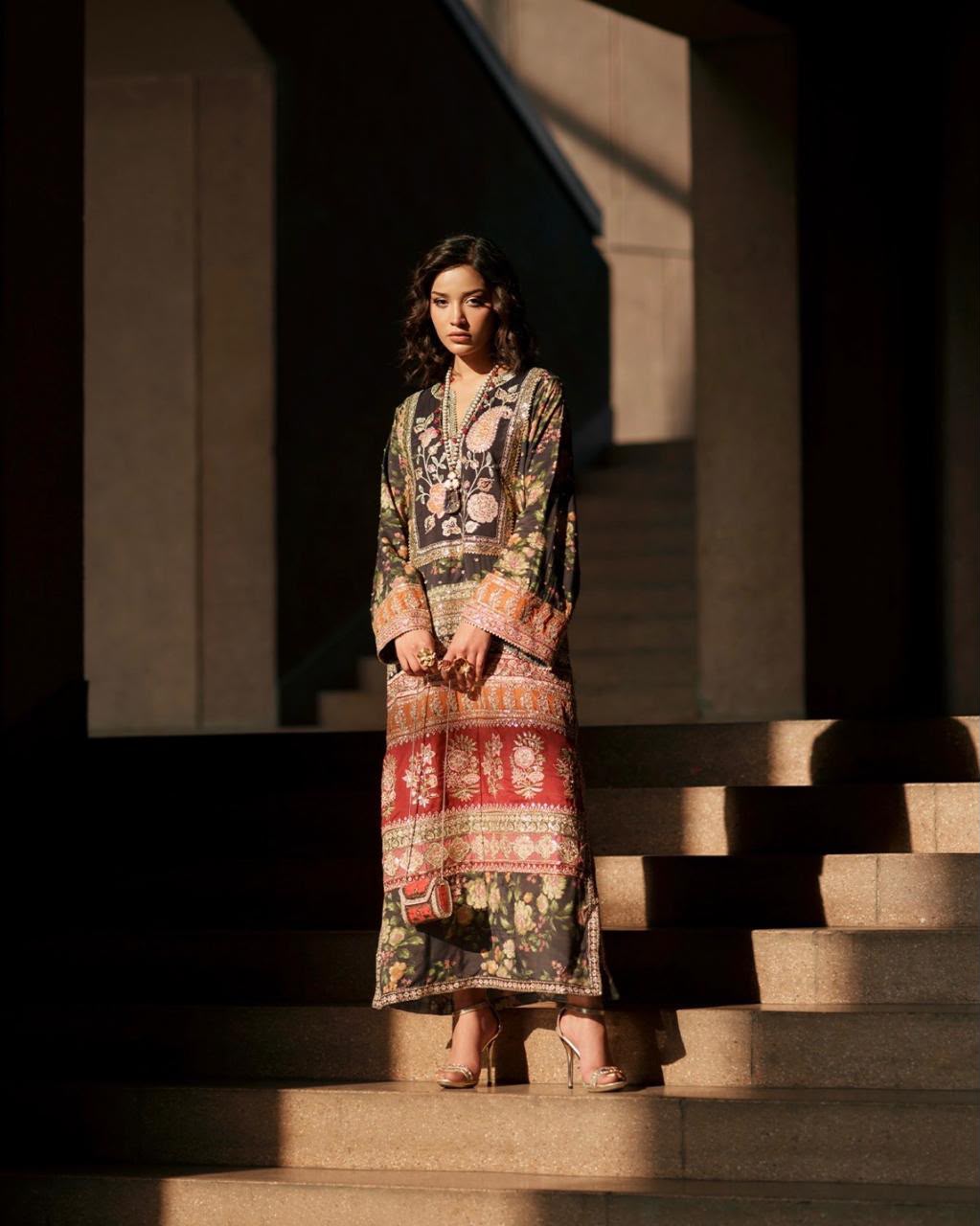 Ethnic Jet Black Embroidered Raw Silk Wedding 3-Piece Set