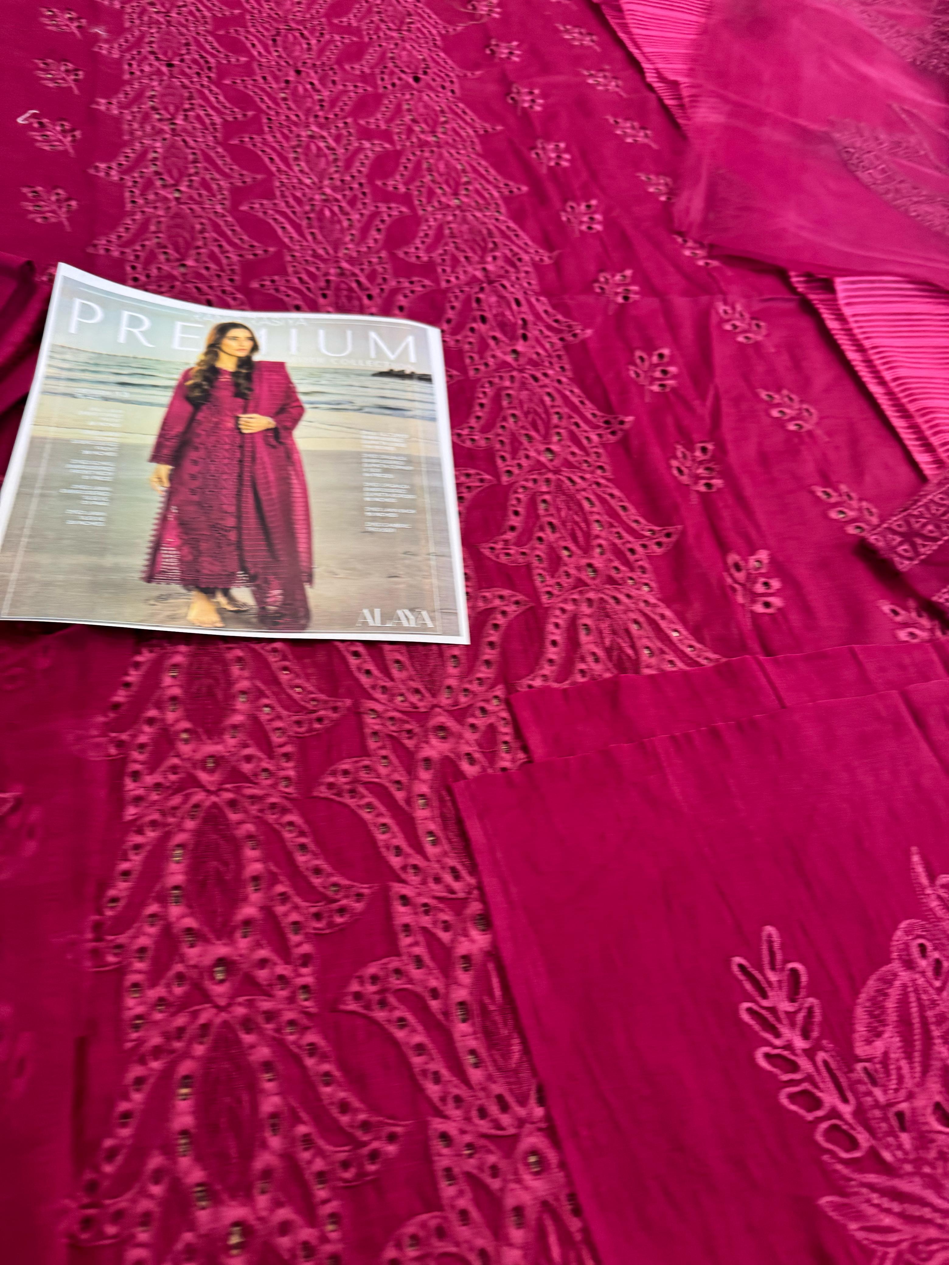Rang Rasiya Premium Summer Collection – Radiant Ruby Red Embroidered Ensemble