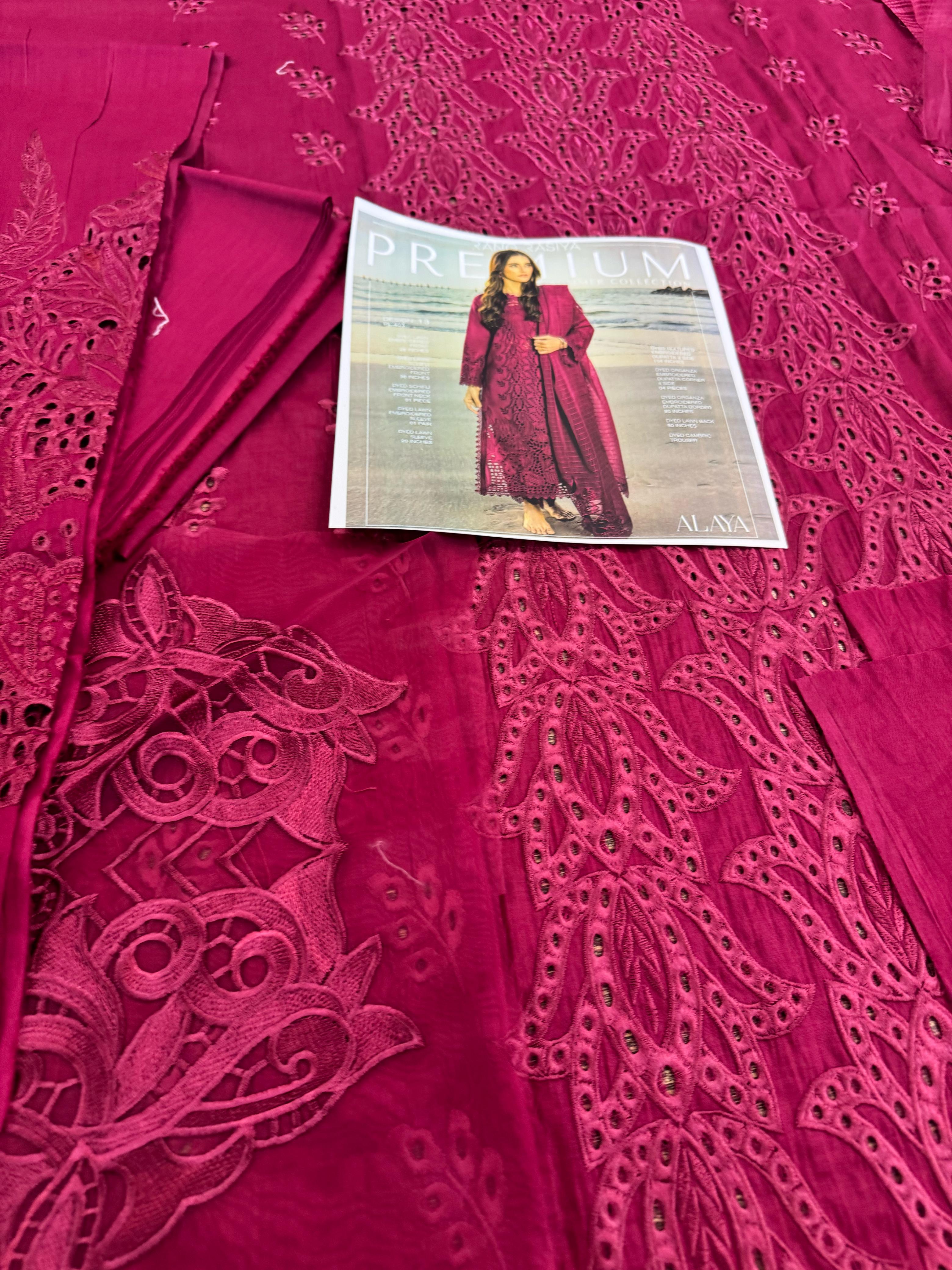 Rang Rasiya Premium Summer Collection – Radiant Ruby Red Embroidered Ensemble