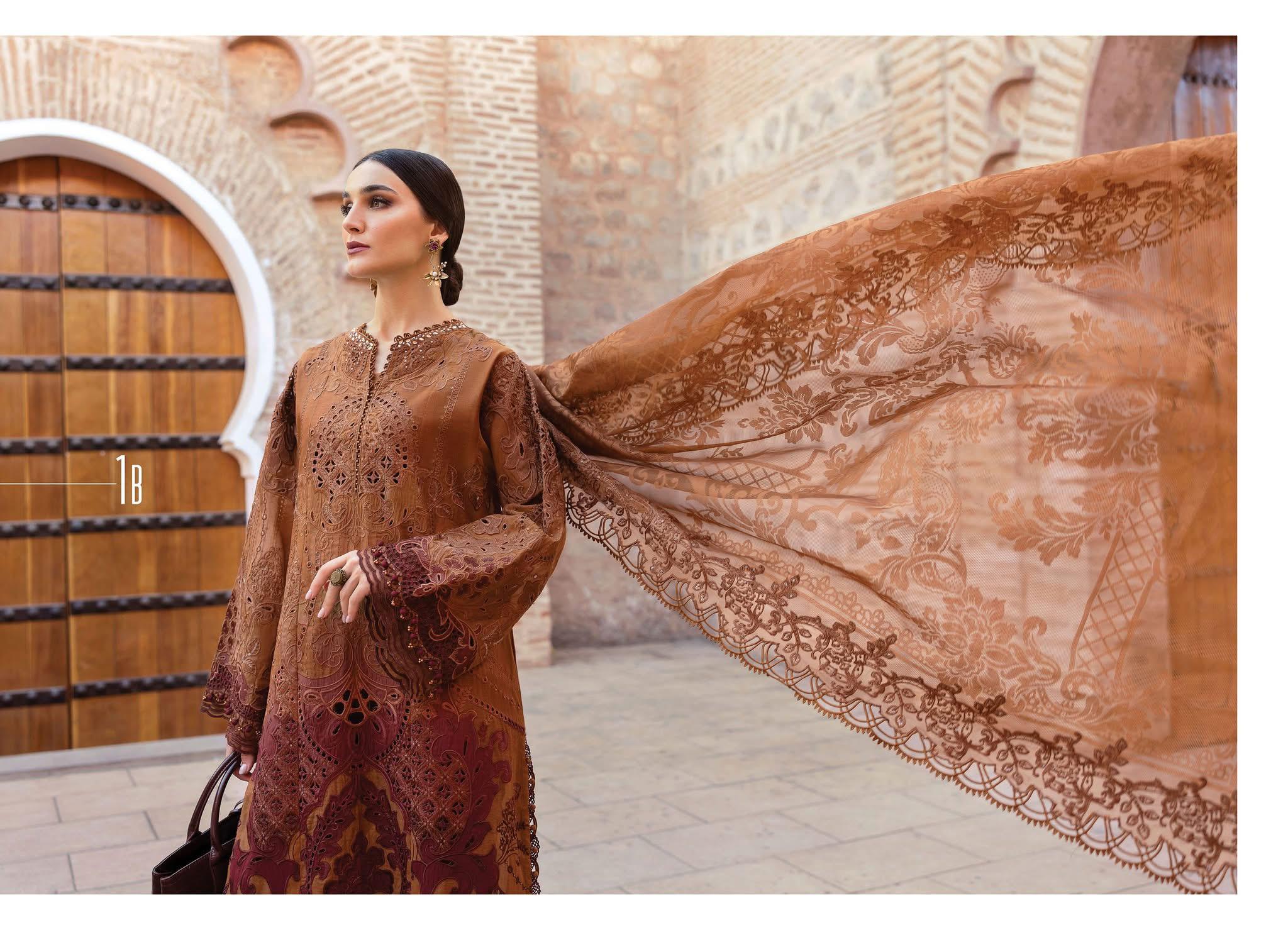 Maria B Voyage à Luxe x Morocco – Luxe Brown Embroidered Lawn Elegance