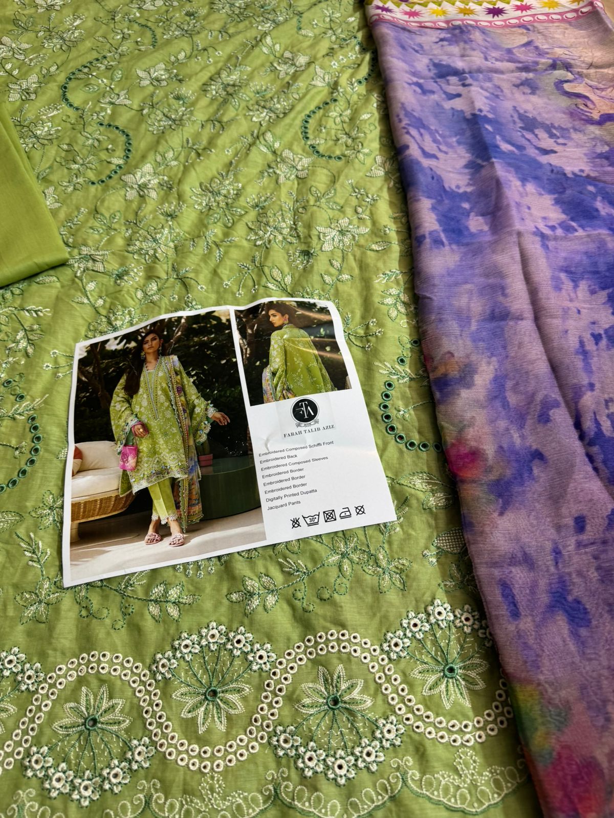 Farah Talib Aziz Pista Lawn – Sage Green Serenity | New Arrival '25