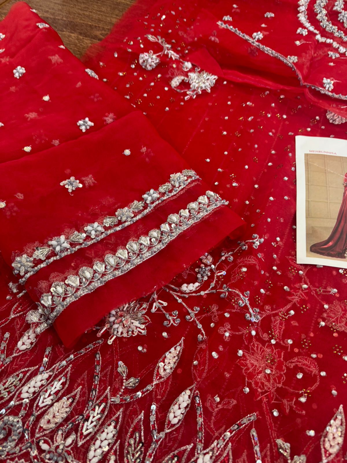 Nayra Maroon Mughal Royal Court Organza Silk Ensemble – Hand Embellished Luxury Formal