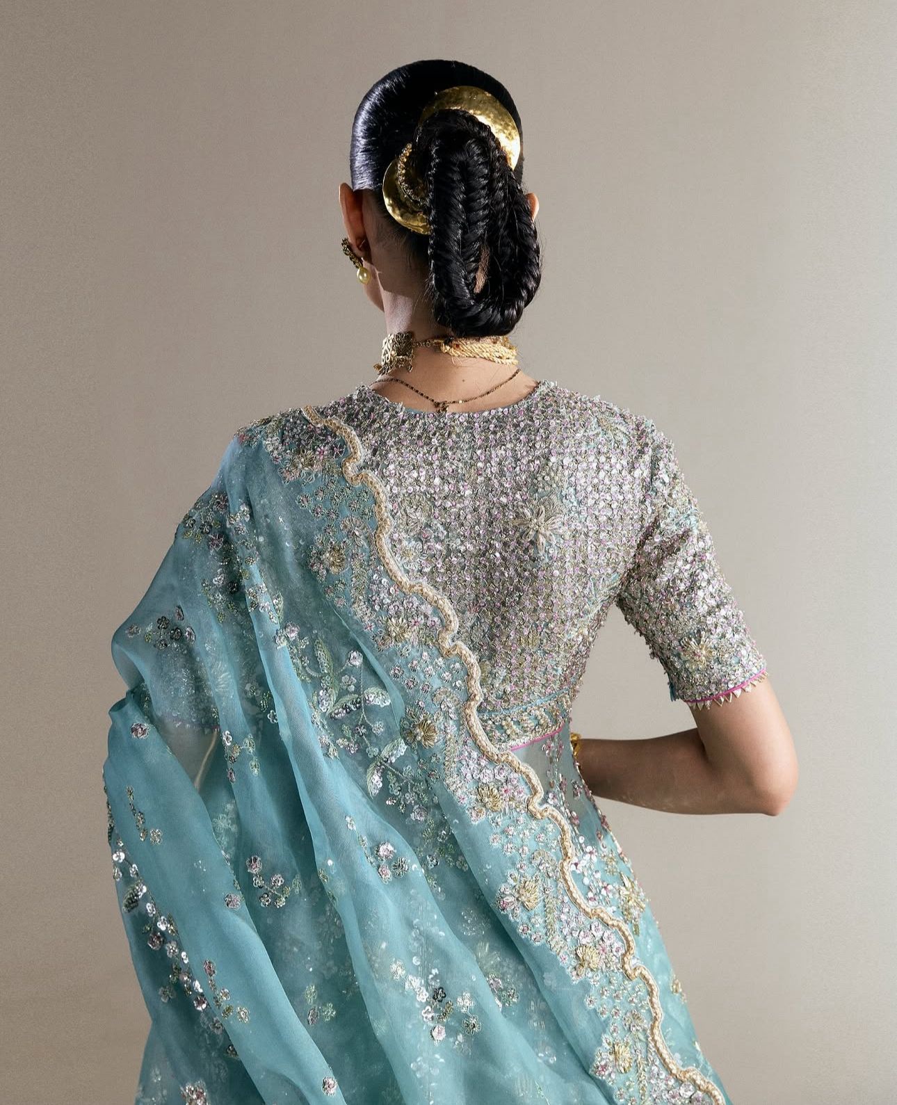Suffuse Sky Wedding Edition – Chiffon Bridal Lehenga with Embellished Choli & Dupatta