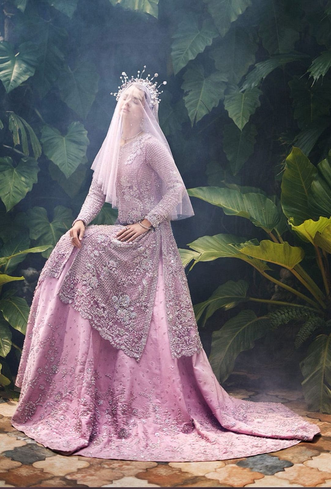 Mushq Wedding Edition – Pink Chiffon Zarim with Sequins & Stone Glamour