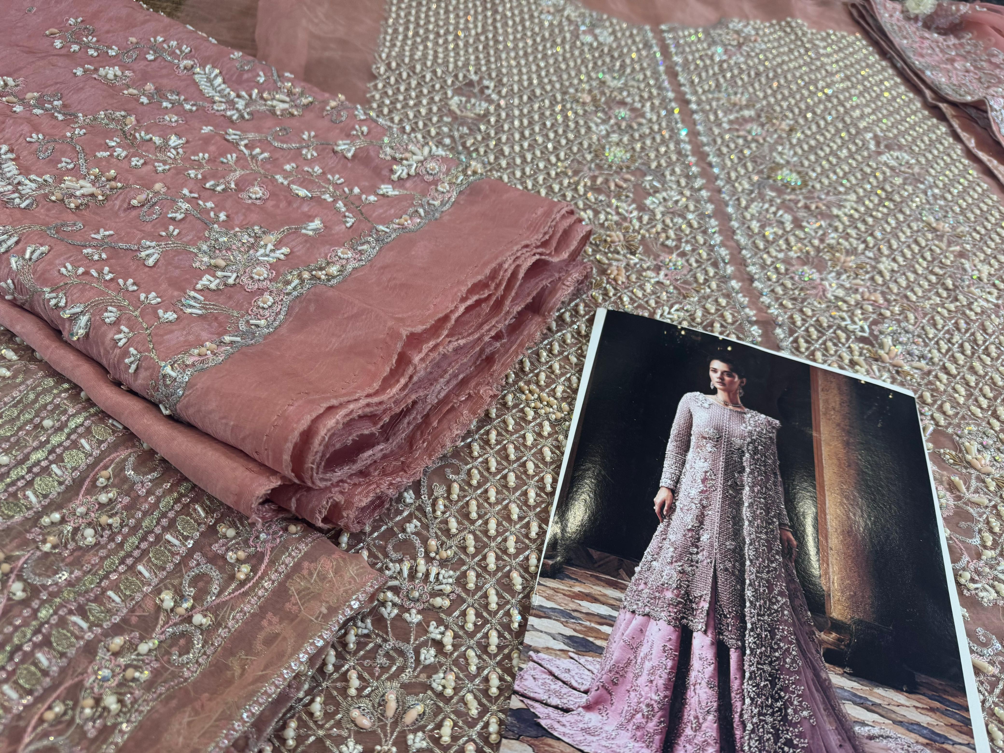 Mushq Wedding Edition – Pink Chiffon Zarim with Sequins & Stone Glamour