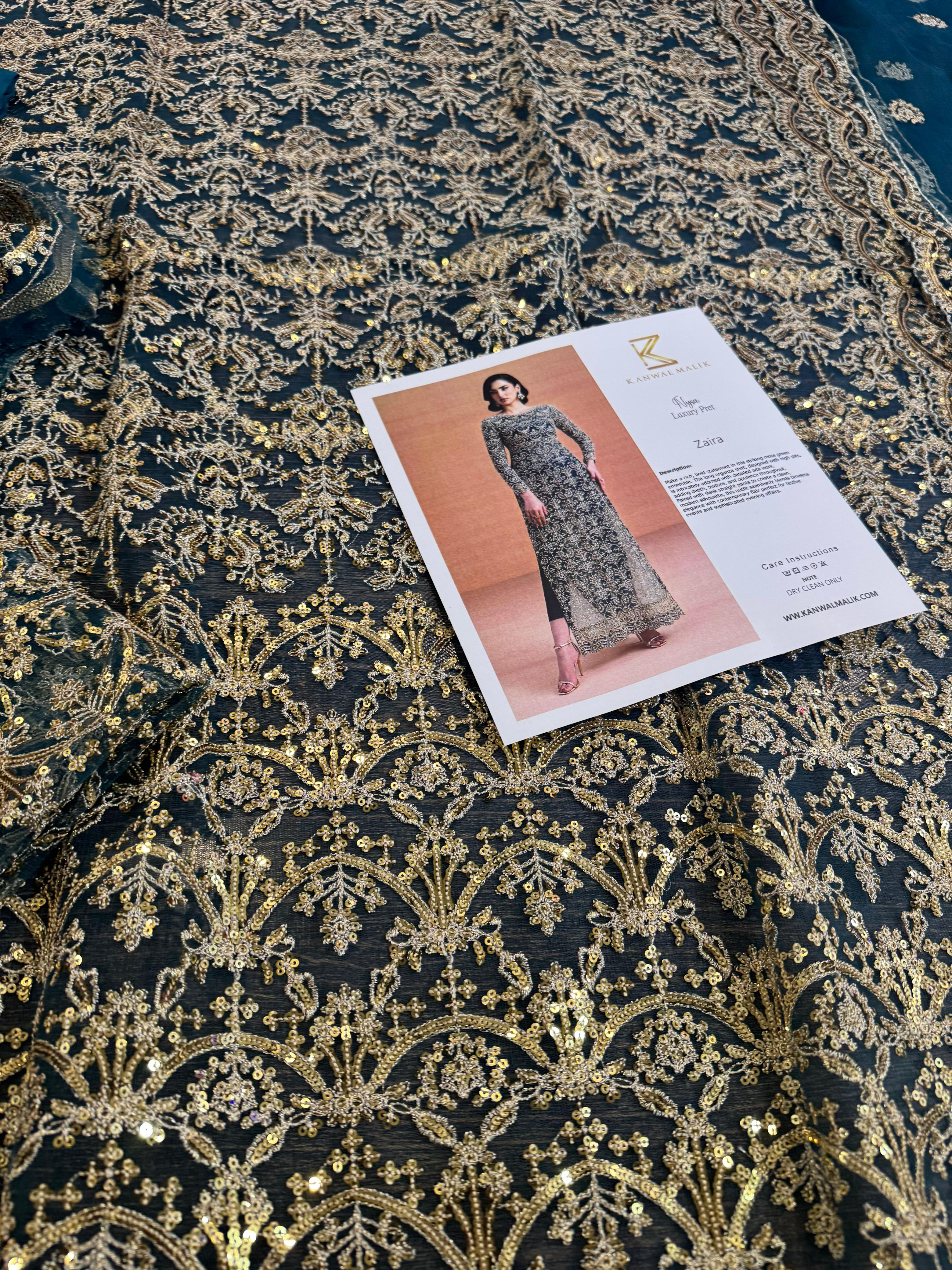 Kanwal Malik Wedding Edition – Teal Luxury Net Embroidered Outfit