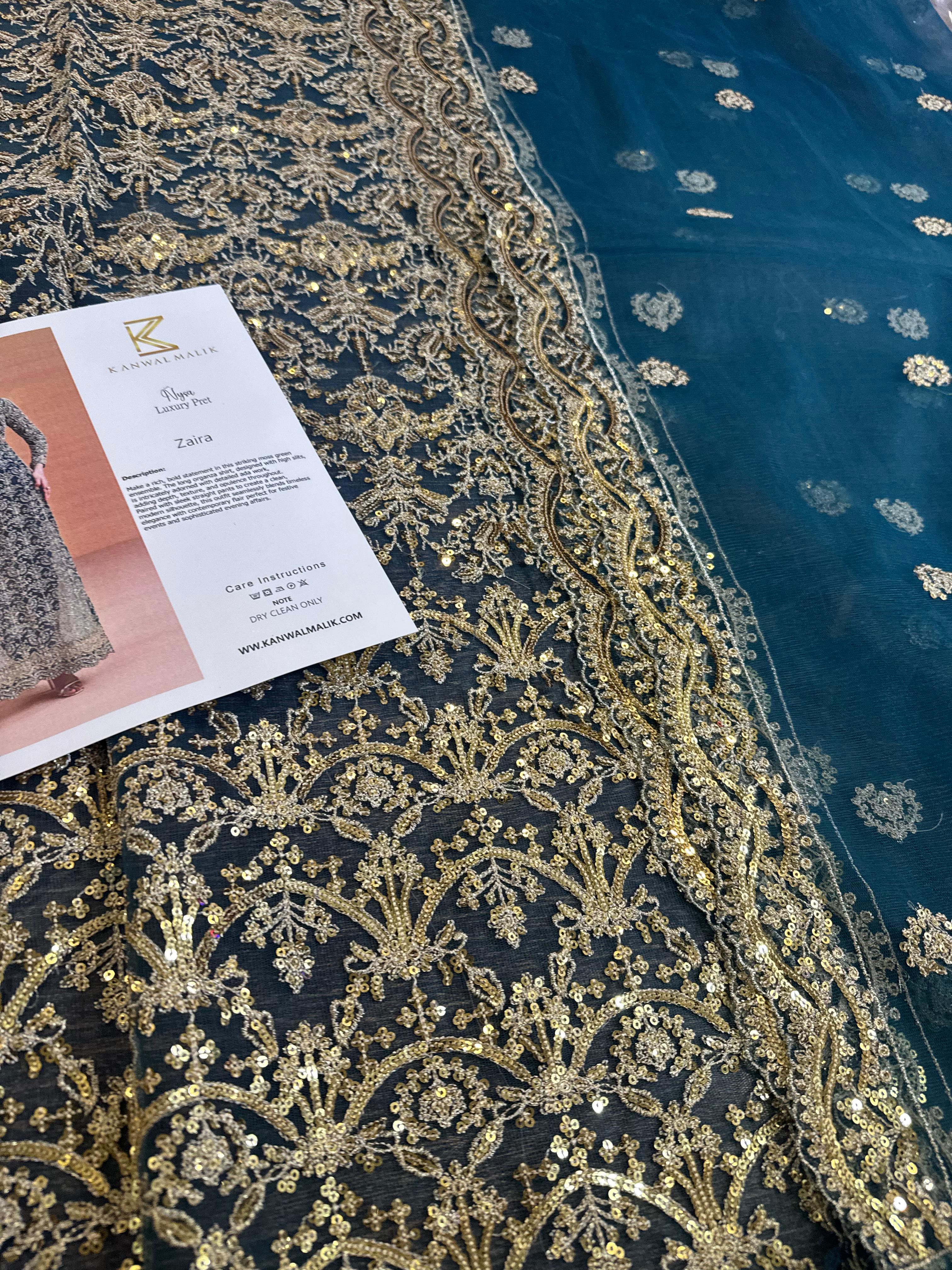 Kanwal Malik Wedding Edition – Teal Luxury Net Embroidered Outfit