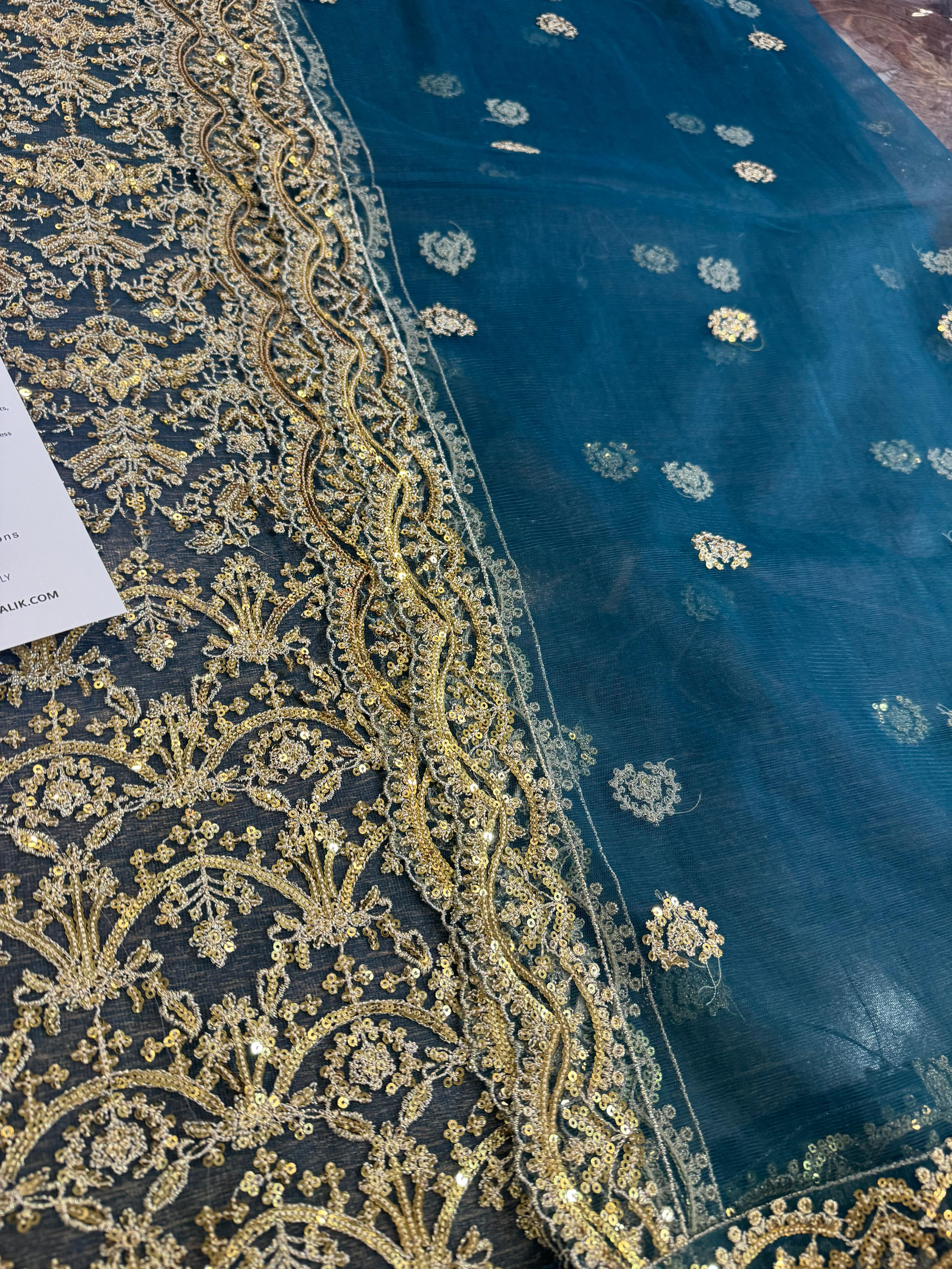 Kanwal Malik Wedding Edition – Teal Luxury Net Embroidered Outfit