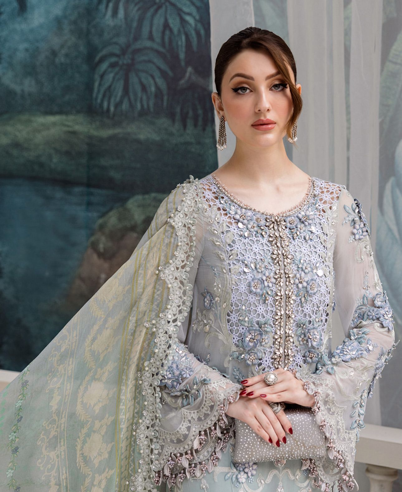 Maria B Wedding Edition – Azure Chiffon Formal in Soothing Blue