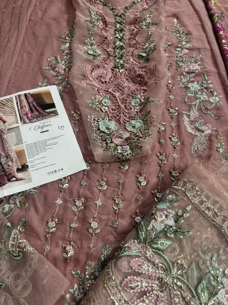 Maria B Wedding Edition – Tea Pink Chiffon Bridal Outfit