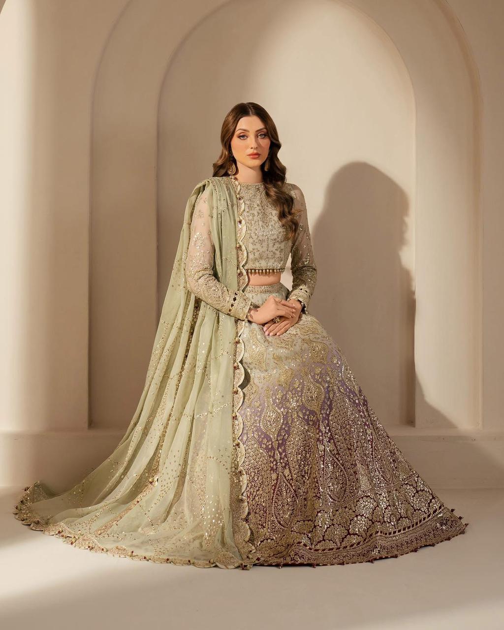 JAZMIN Luxury Wedding Formal Chiffon Ensemble – Embroidered Elegance