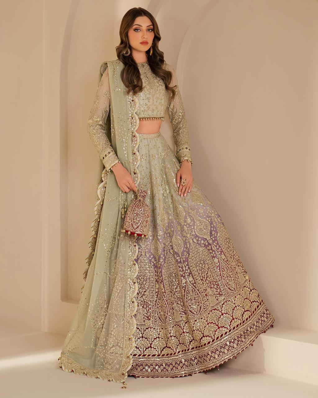 JAZMIN Luxury Wedding Formal Chiffon Ensemble – Embroidered Elegance